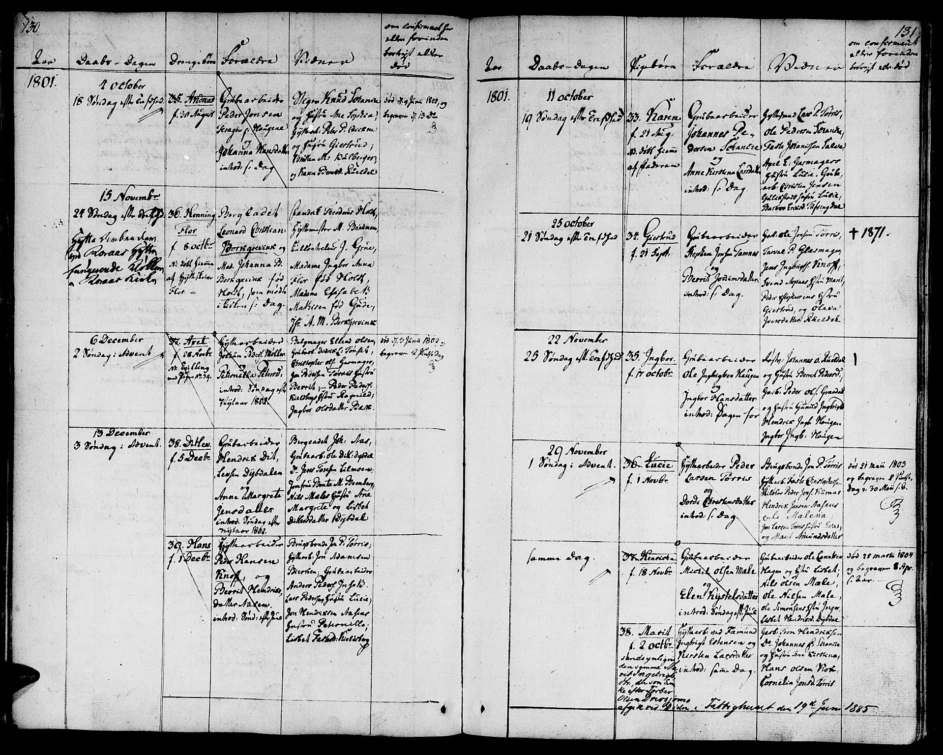 Ministerialprotokoller, klokkerbøker og fødselsregistre - Sør-Trøndelag, SAT/A-1456/681/L0927: Ministerialbok nr. 681A05, 1798-1808, s. 130-131