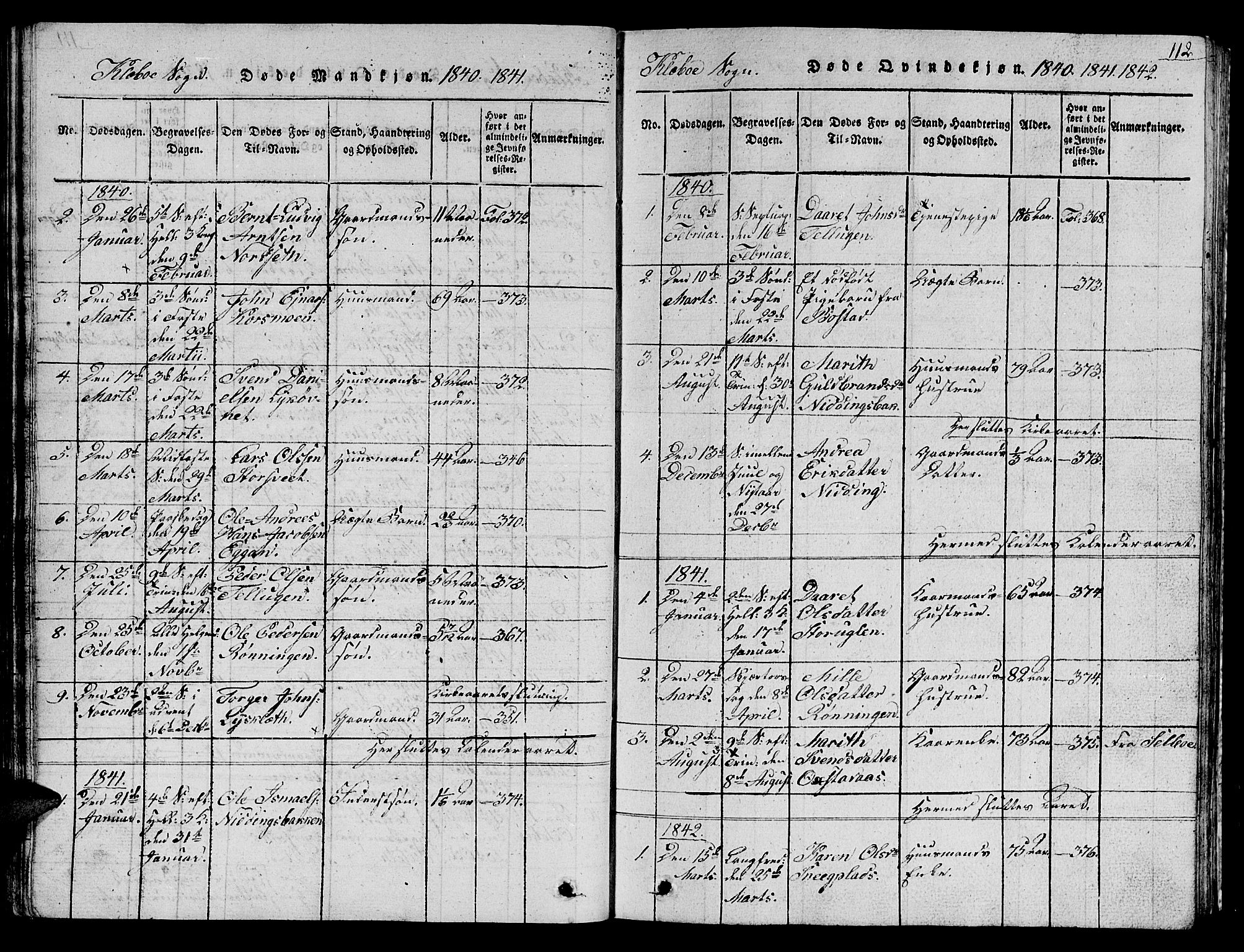 Ministerialprotokoller, klokkerbøker og fødselsregistre - Sør-Trøndelag, AV/SAT-A-1456/618/L0450: Klokkerbok nr. 618C01, 1816-1865, s. 112
