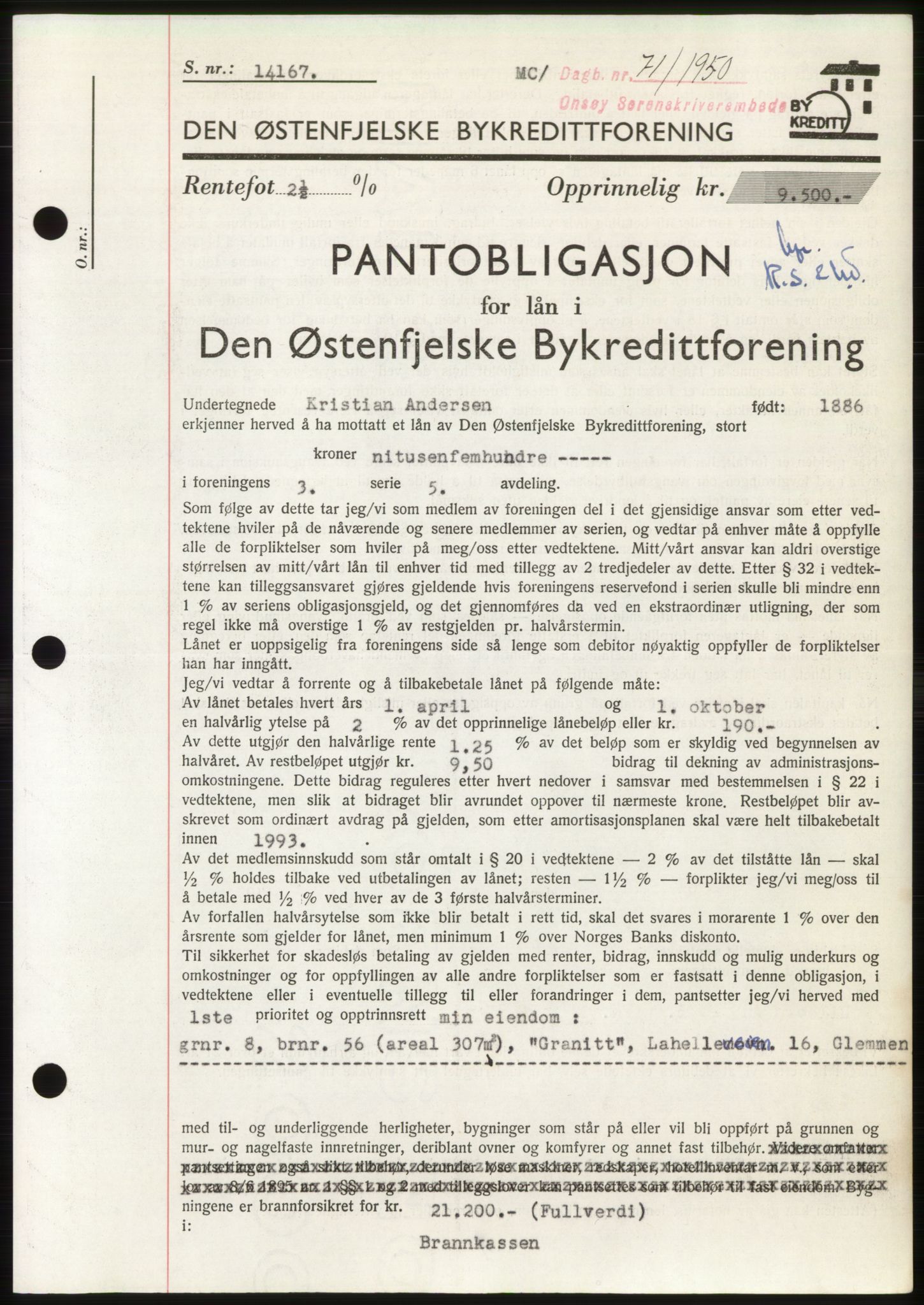 Onsøy sorenskriveri, SAO/A-10474/G/Ga/Gac/L0009: Pantebok nr. B 13-9, 1949-1950, Dagboknr: 71/1950