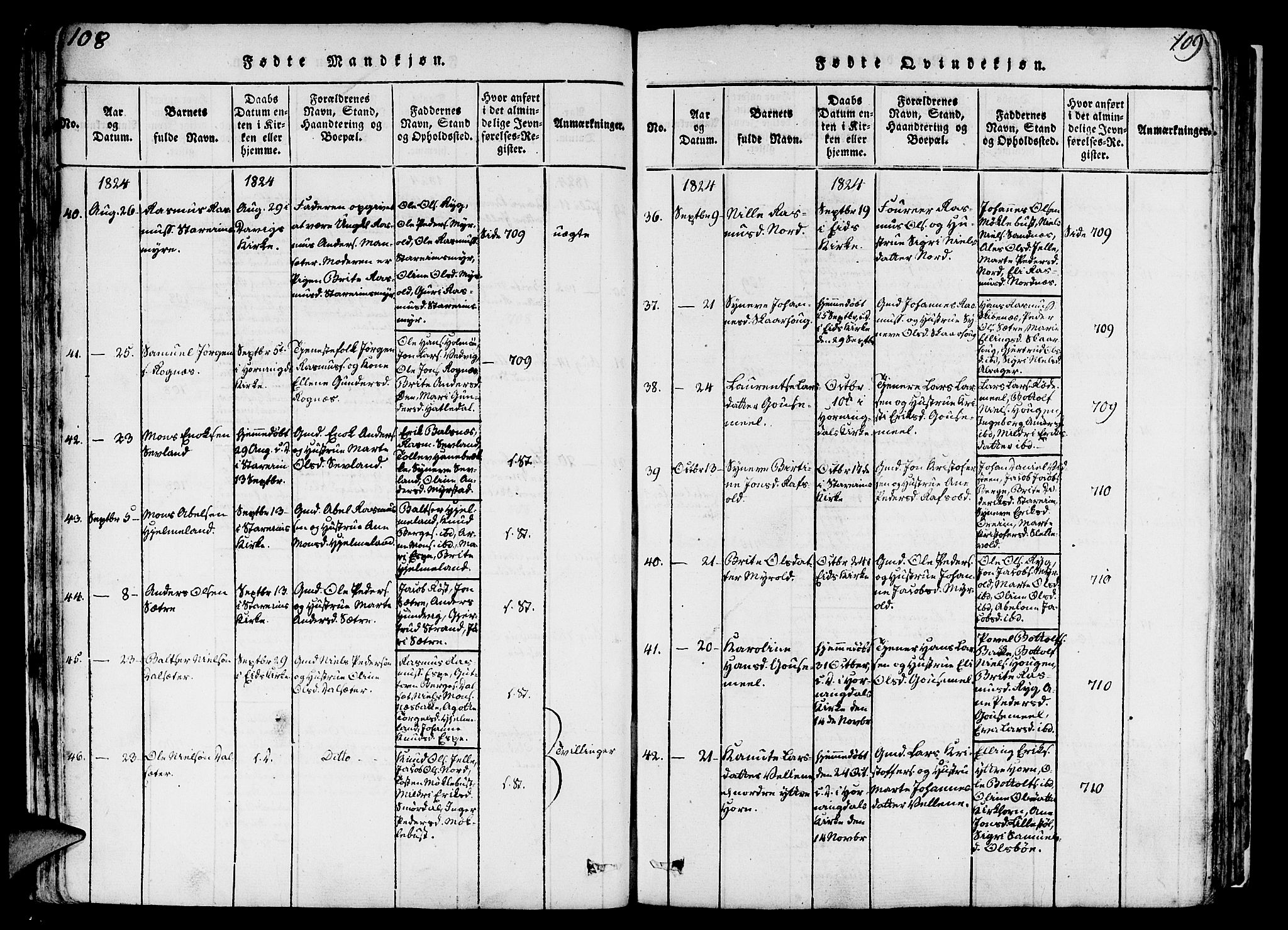 Eid sokneprestembete, AV/SAB-A-82301/H/Haa/Haaa/L0005: Ministerialbok nr. A 5, 1816-1830, s. 108-109