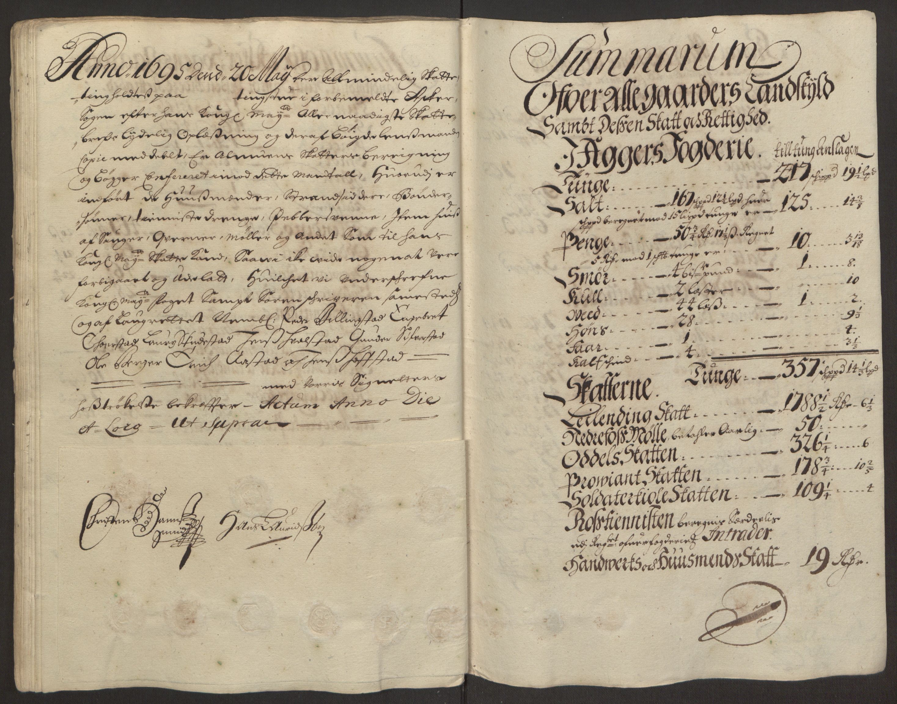 Rentekammeret inntil 1814, Reviderte regnskaper, Fogderegnskap, AV/RA-EA-4092/R10/L0439: Fogderegnskap Aker og Follo, 1695, s. 67