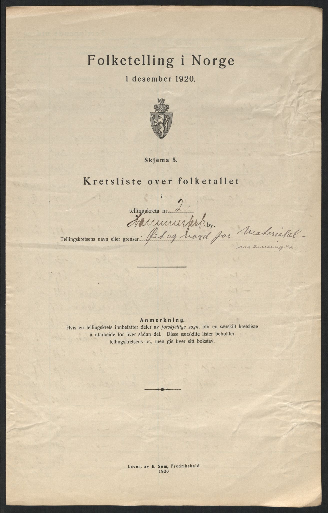 SATØ, Folketelling 1920 for 2001 Hammerfest kjøpstad, 1920, s. 19