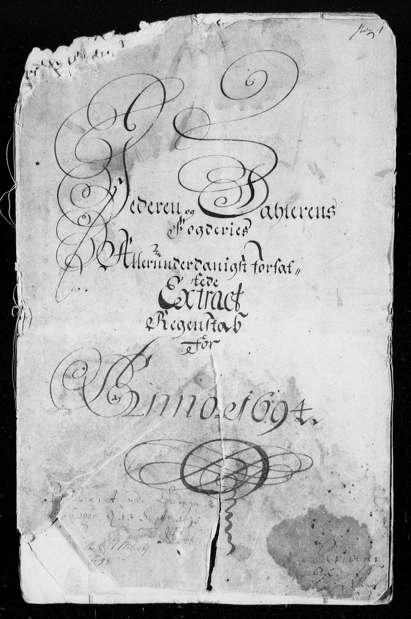 Rentekammeret inntil 1814, Reviderte regnskaper, Fogderegnskap, AV/RA-EA-4092/R46/L2728: Fogderegnskap Jæren og Dalane, 1694-1696, s. 1