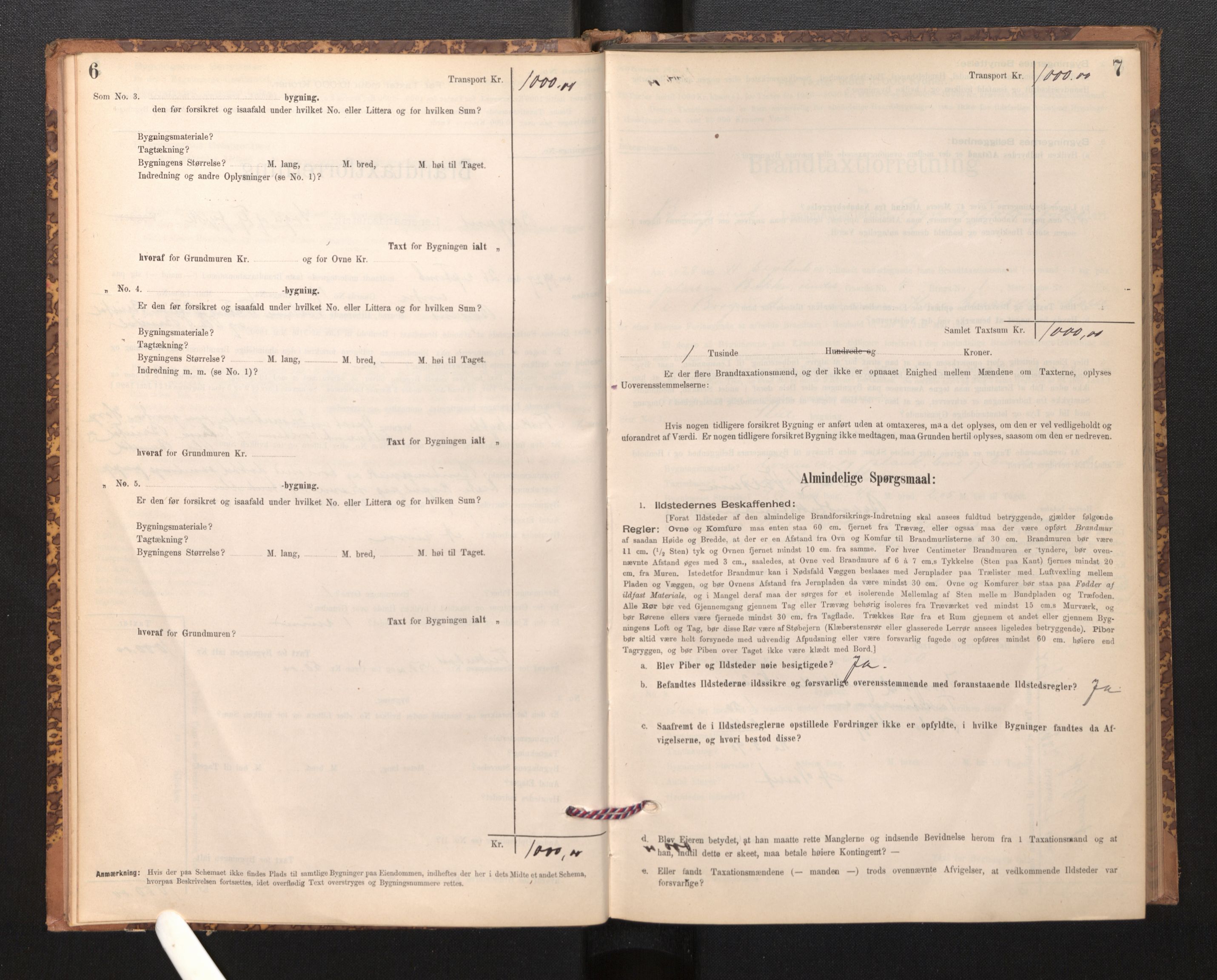 Lensmannen i Borgund, SAB/A-26601/0012/L0003: Branntakstprotokoll, skjematakst, 1903-1937, s. 6-7