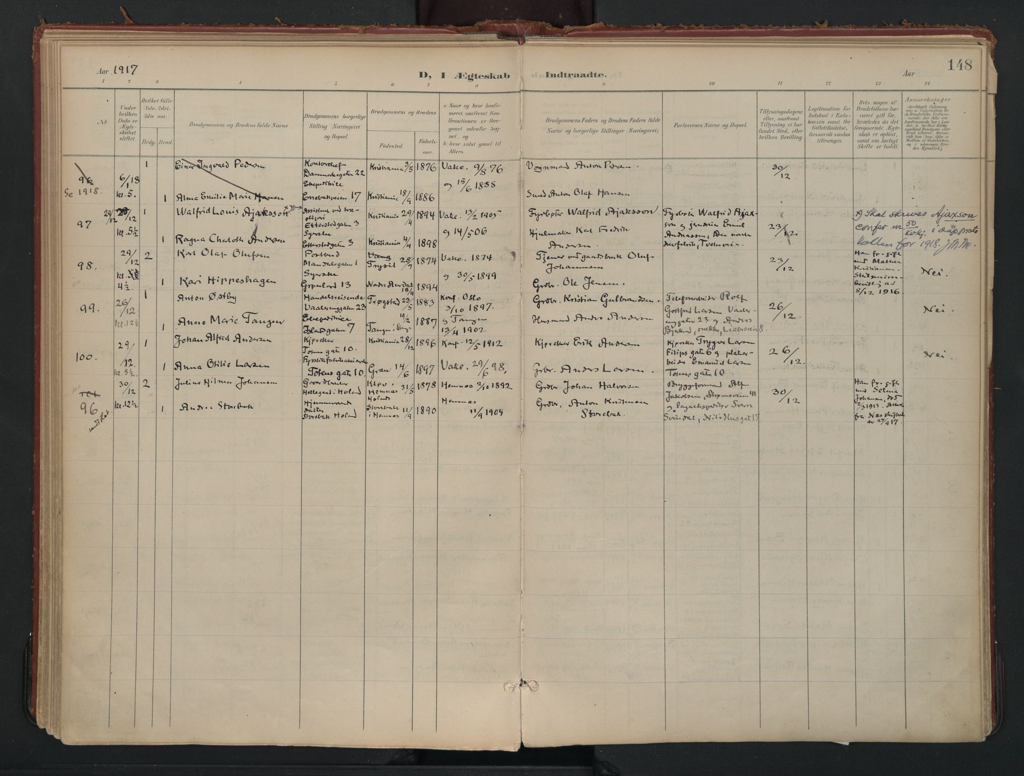Vålerengen prestekontor Kirkebøker, AV/SAO-A-10878/F/Fa/L0002: Ministerialbok nr. 2, 1899-1924, s. 148
