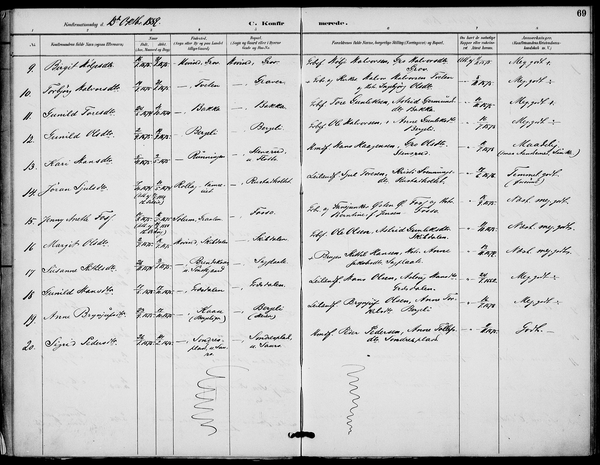 Gransherad kirkebøker, AV/SAKO-A-267/F/Fb/L0005: Ministerialbok nr. II 5, 1887-1916, s. 69