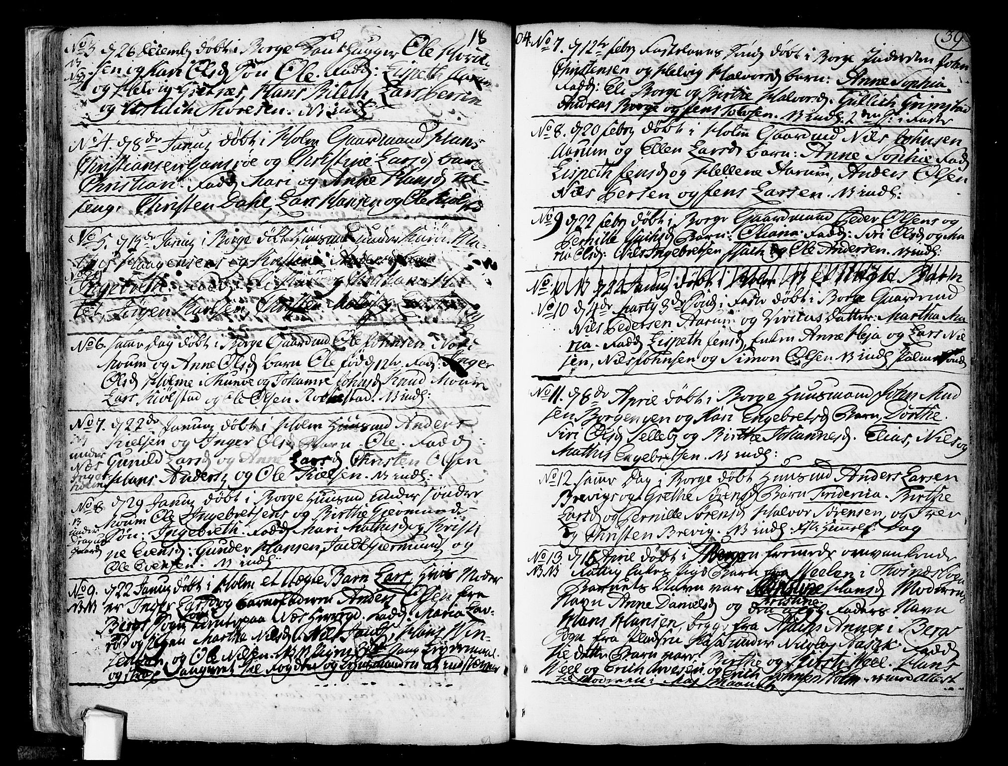 Borge prestekontor Kirkebøker, SAO/A-10903/F/Fa/L0002: Ministerialbok nr. I 2, 1791-1817, s. 39