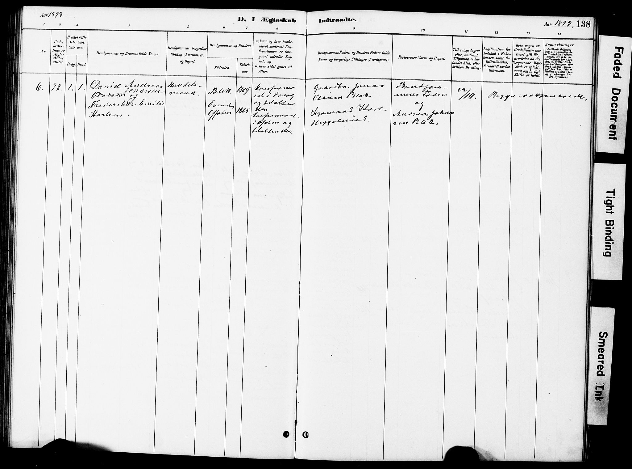 Ministerialprotokoller, klokkerbøker og fødselsregistre - Nordland, AV/SAT-A-1459/899/L1448: Klokkerbok nr. 899C03, 1887-1902, s. 138