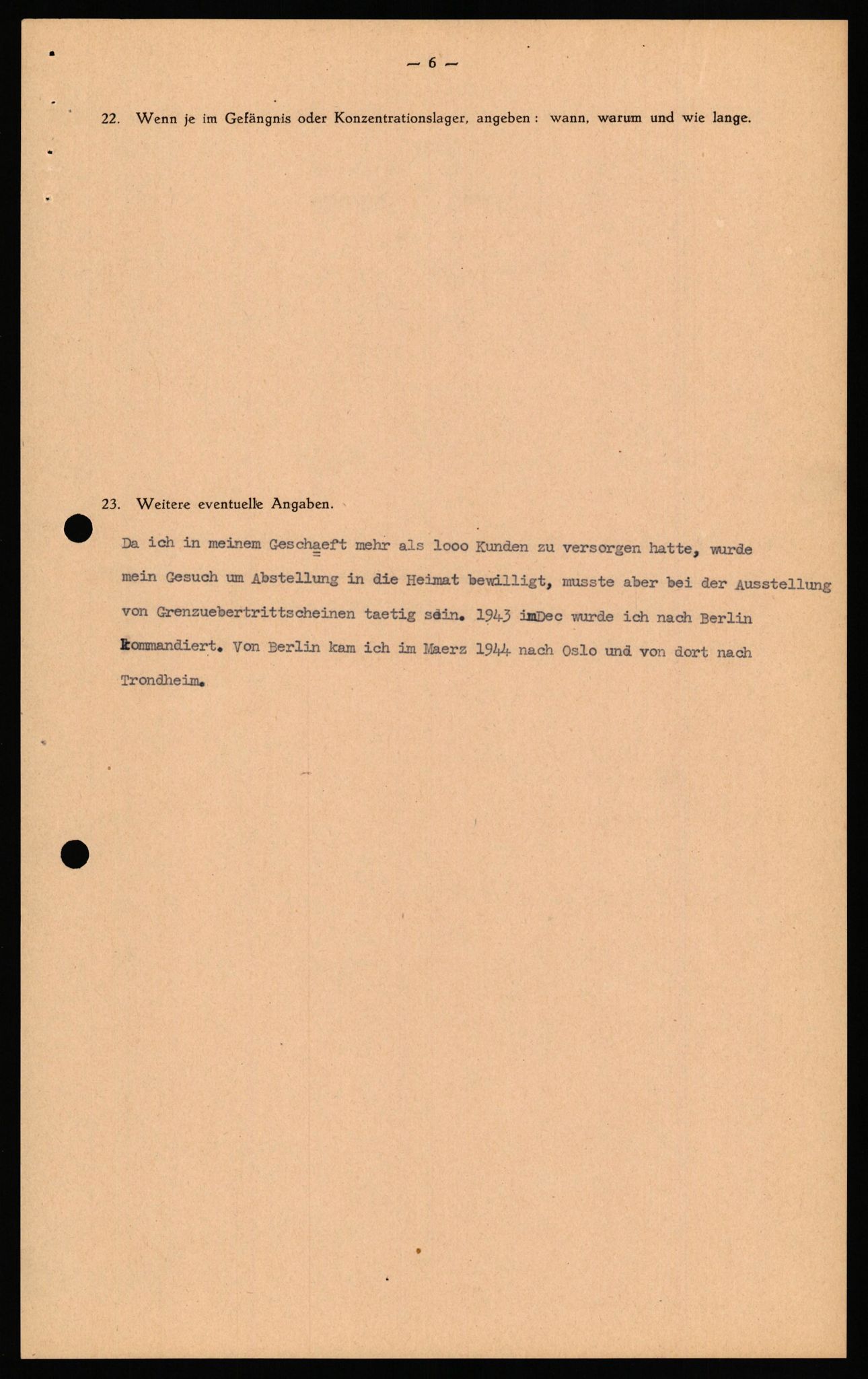 Forsvaret, Forsvarets overkommando II, AV/RA-RAFA-3915/D/Db/L0037: CI Questionaires. Tyske okkupasjonsstyrker i Norge. Tyskere., 1945-1946, s. 456