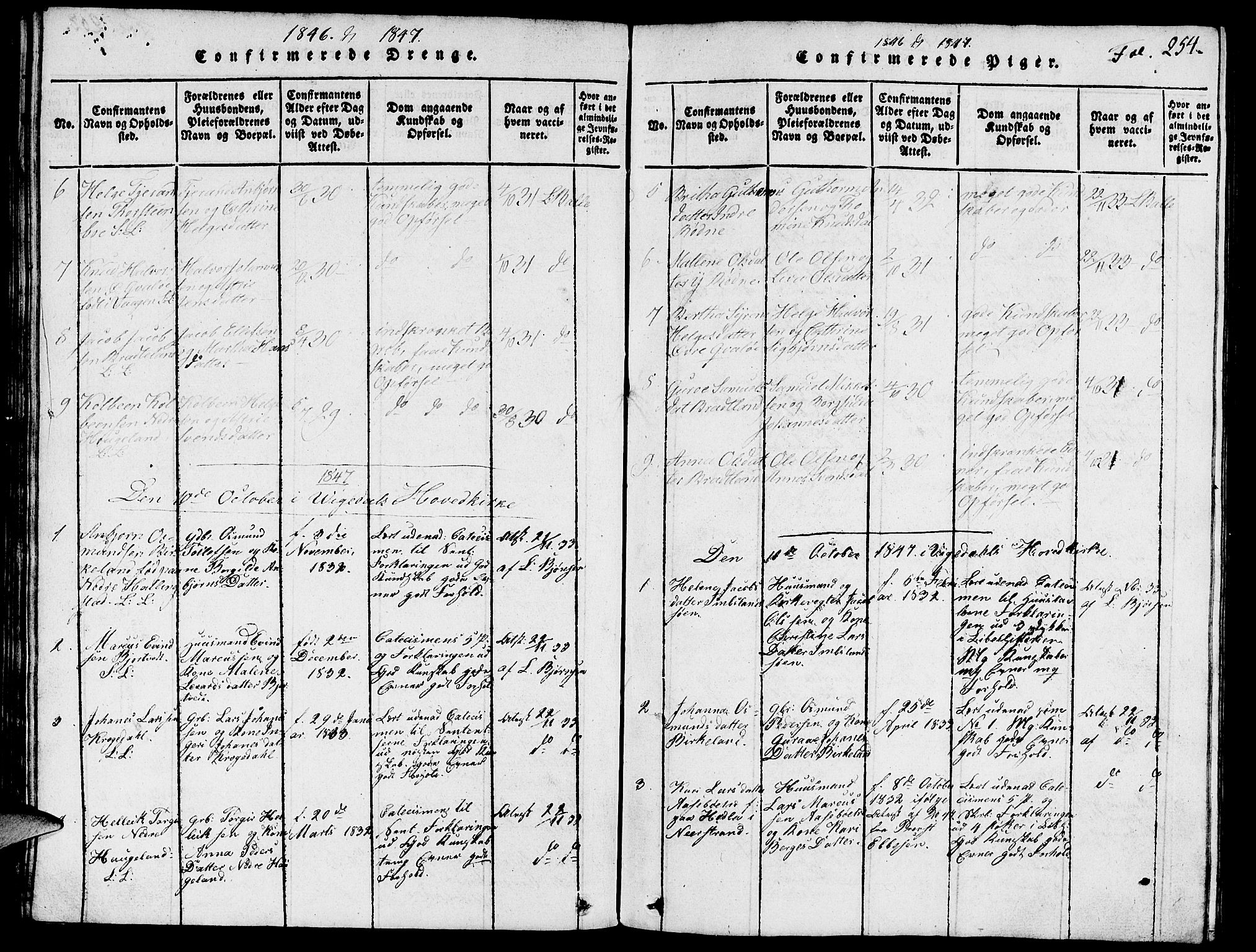 Vikedal sokneprestkontor, SAST/A-101840/01/V: Klokkerbok nr. B 3, 1816-1867, s. 254