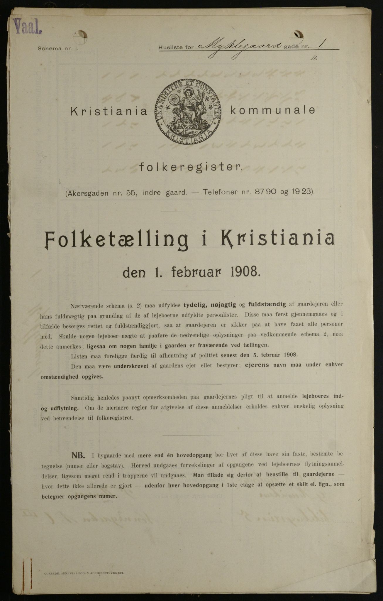 OBA, Kommunal folketelling 1.2.1908 for Kristiania kjøpstad, 1908, s. 61068