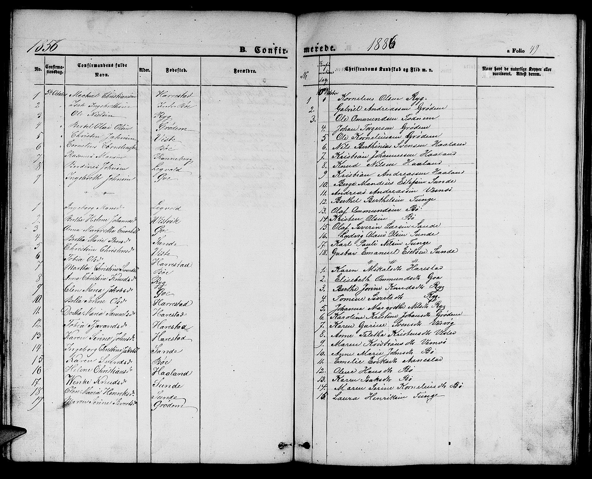 Hetland sokneprestkontor, AV/SAST-A-101826/30/30BB/L0002: Klokkerbok nr. B 2, 1856-1891, s. 49