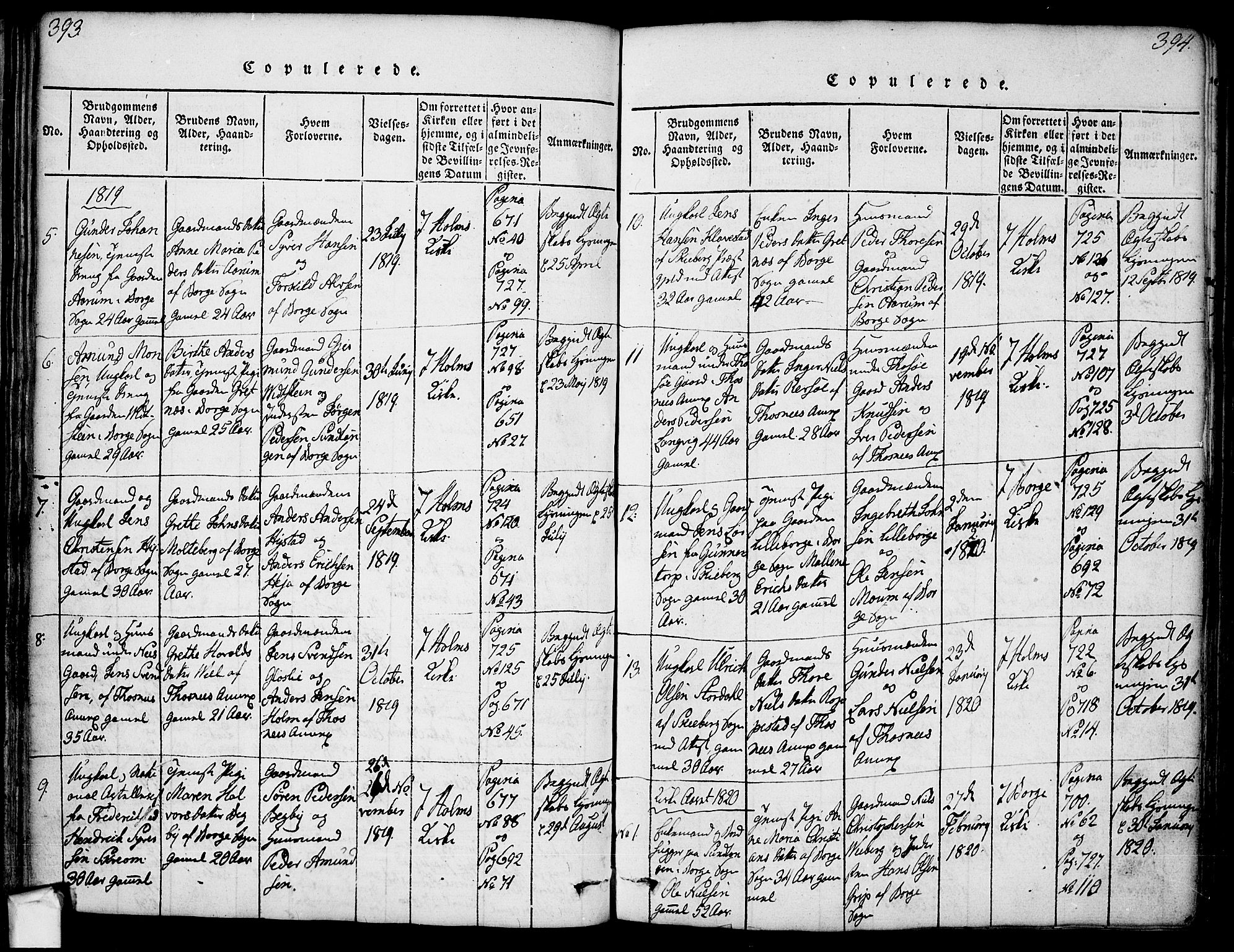 Borge prestekontor Kirkebøker, AV/SAO-A-10903/F/Fa/L0003: Ministerialbok nr. I 3, 1815-1836, s. 393-394