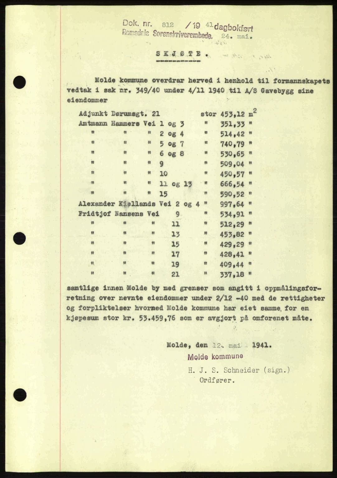 Romsdal sorenskriveri, SAT/A-4149/1/2/2C: Pantebok nr. A9, 1940-1941, Dagboknr: 812/1941