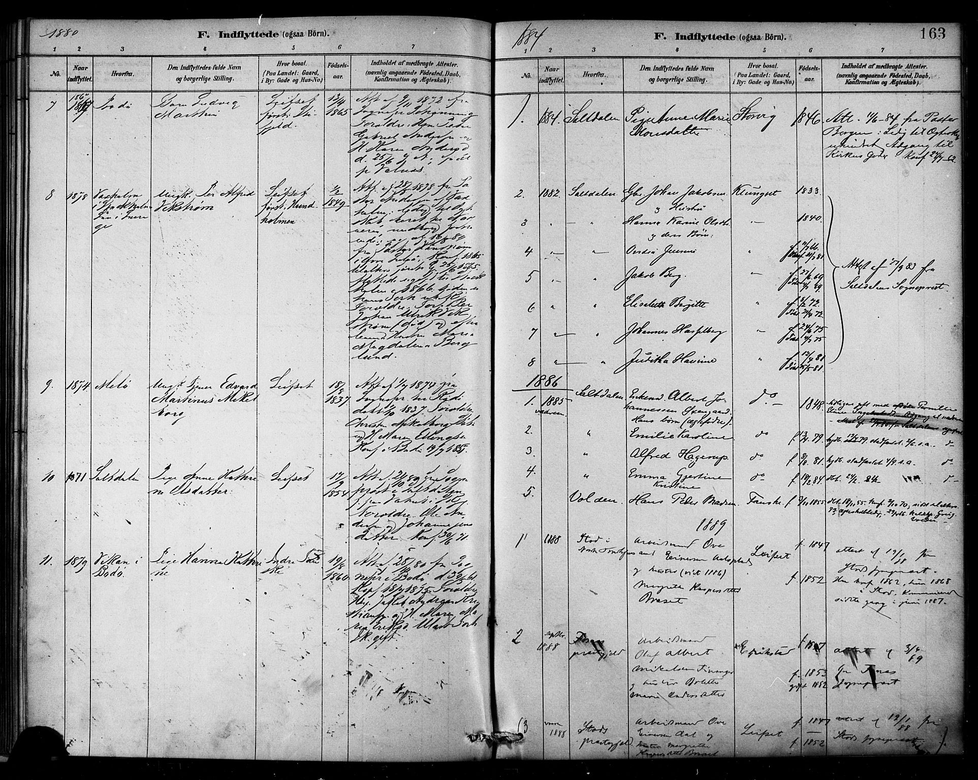 Ministerialprotokoller, klokkerbøker og fødselsregistre - Nordland, SAT/A-1459/849/L0689: Ministerialbok nr. 849A01, 1879-1889, s. 163