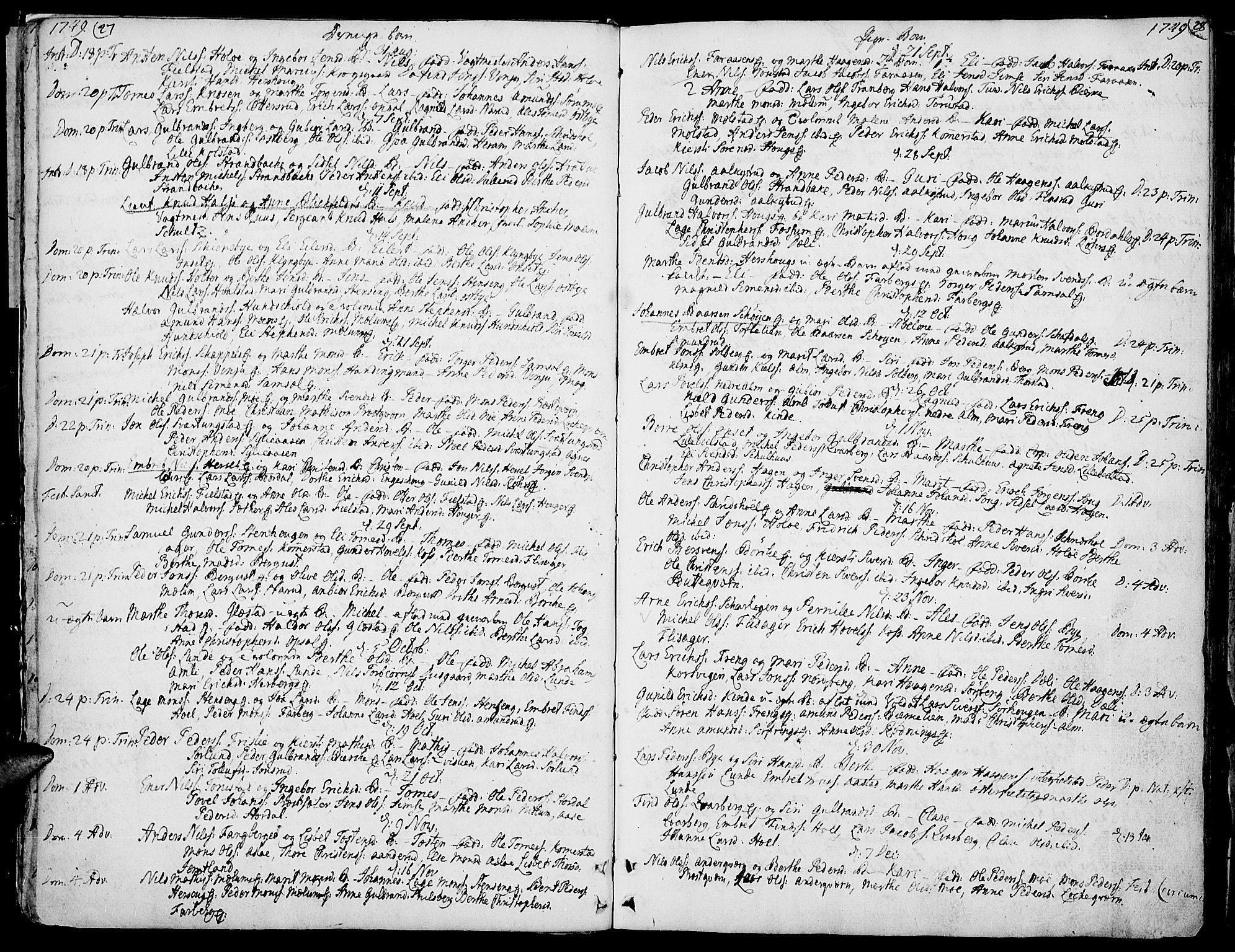 Ringsaker prestekontor, AV/SAH-PREST-014/K/Ka/L0002: Ministerialbok nr. 2, 1747-1774, s. 27-28
