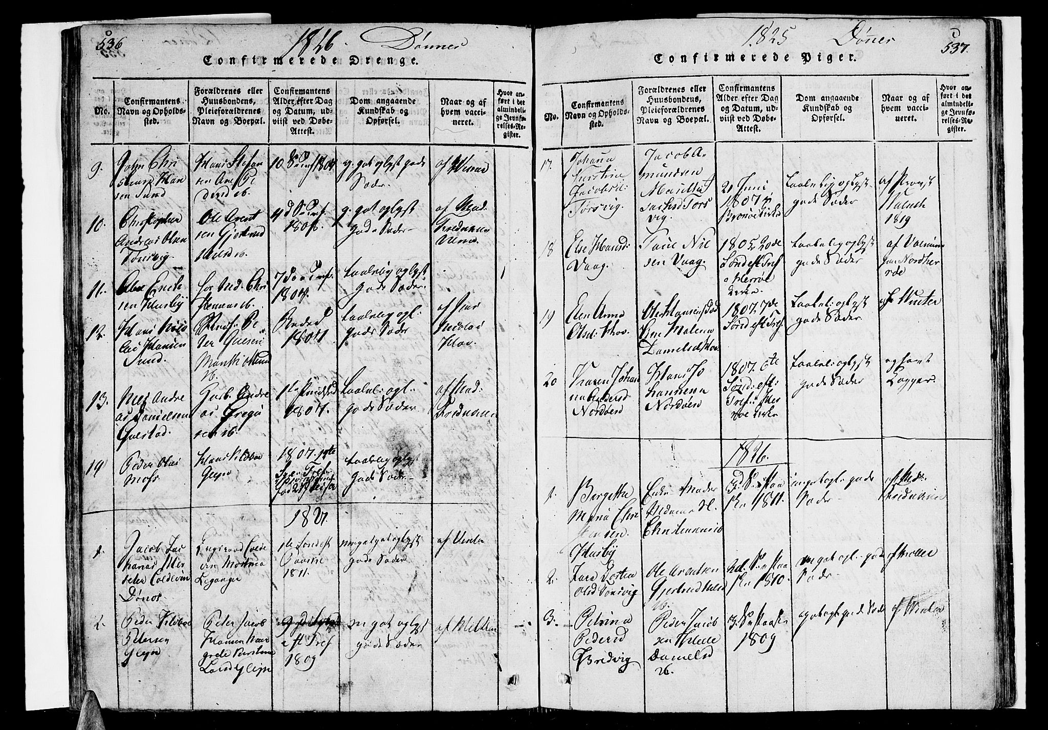 Ministerialprotokoller, klokkerbøker og fødselsregistre - Nordland, AV/SAT-A-1459/838/L0547: Ministerialbok nr. 838A05 /2, 1820-1828, s. 536-537