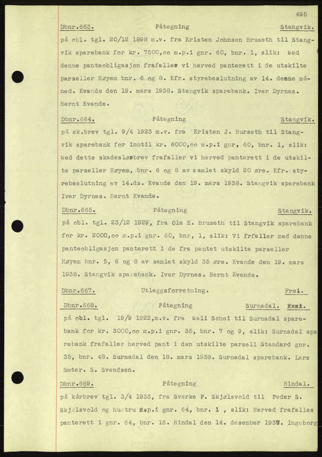 Nordmøre sorenskriveri, SAT/A-4132/1/2/2Ca: Pantebok nr. C80, 1936-1939, Dagboknr: 663/1938