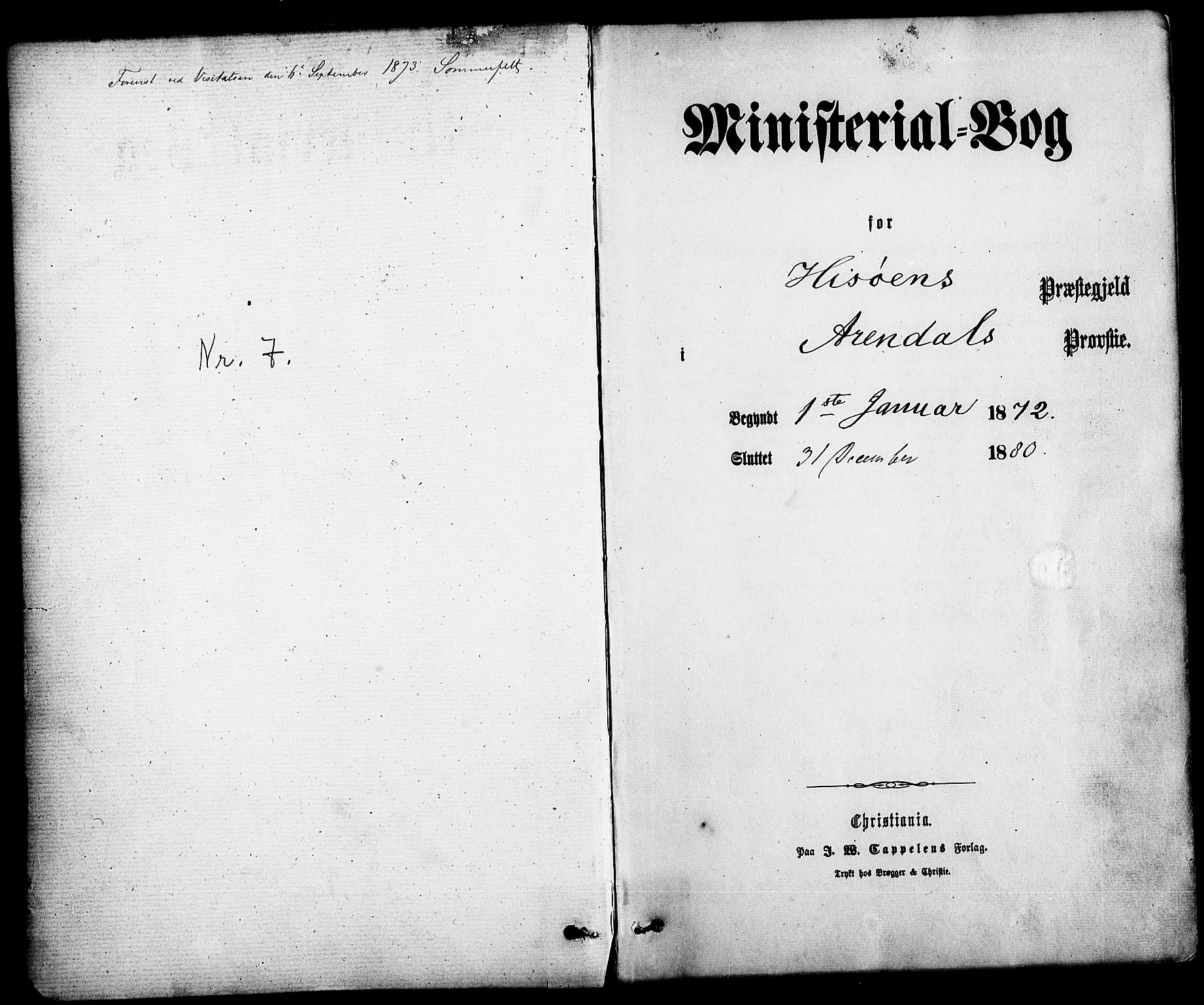 Hisøy sokneprestkontor, SAK/1111-0020/F/Fa/L0002: Ministerialbok nr. A 2, 1872-1880