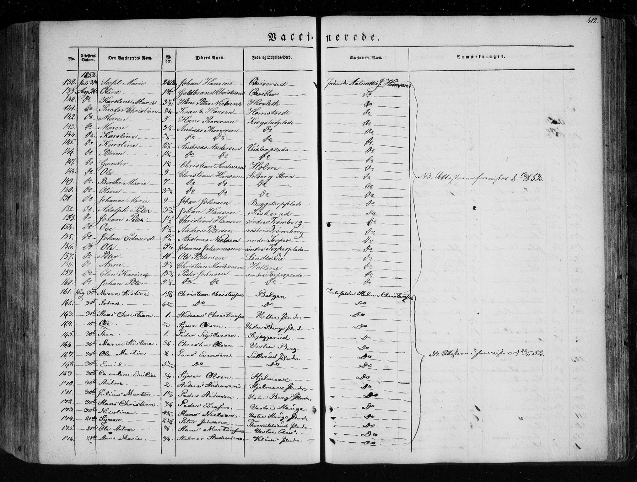 Eidsberg prestekontor Kirkebøker, AV/SAO-A-10905/F/Fa/L0009: Ministerialbok nr. I 9, 1849-1856, s. 412