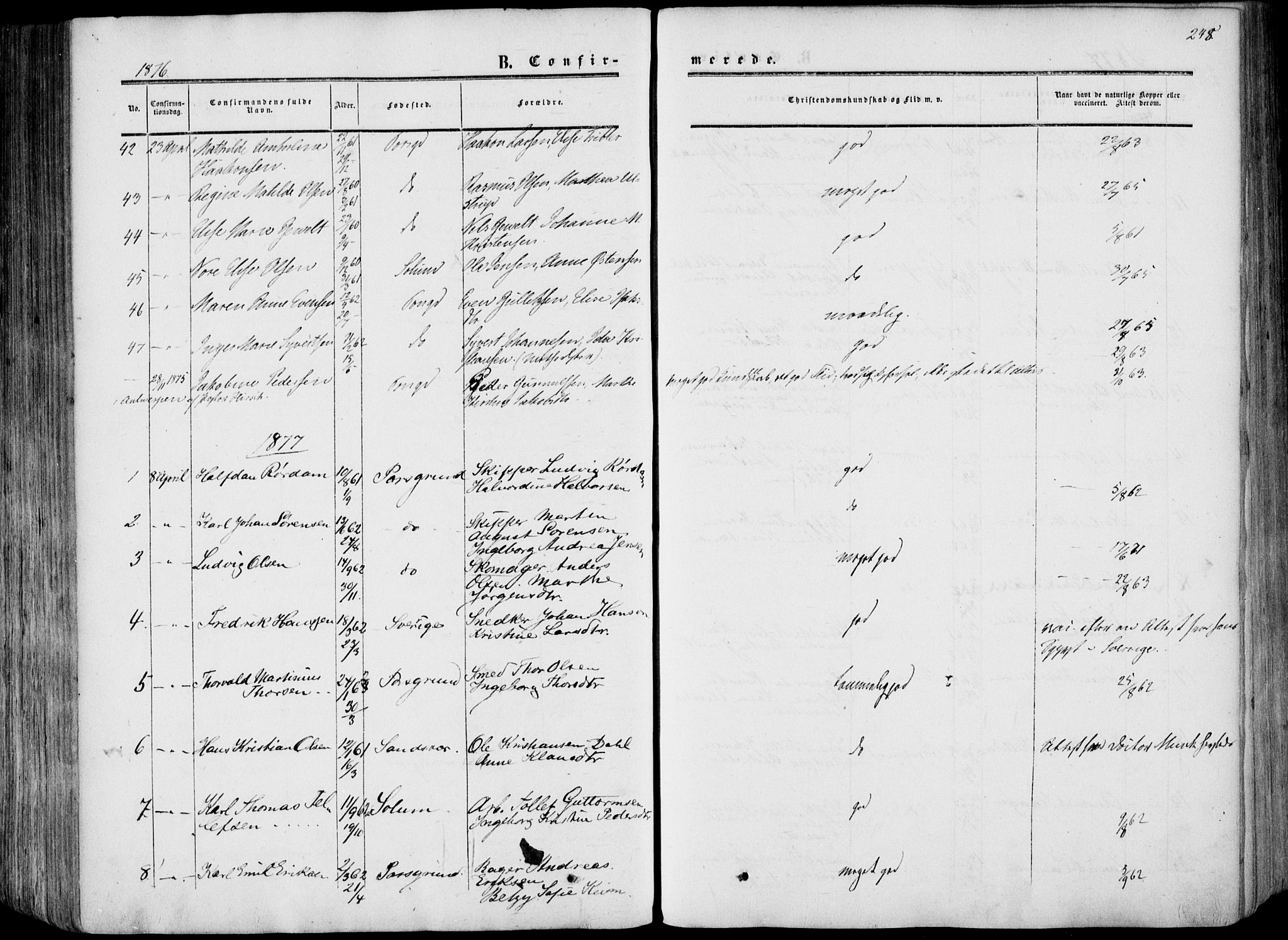 Porsgrunn kirkebøker , AV/SAKO-A-104/F/Fa/L0007: Ministerialbok nr. 7, 1858-1877, s. 248