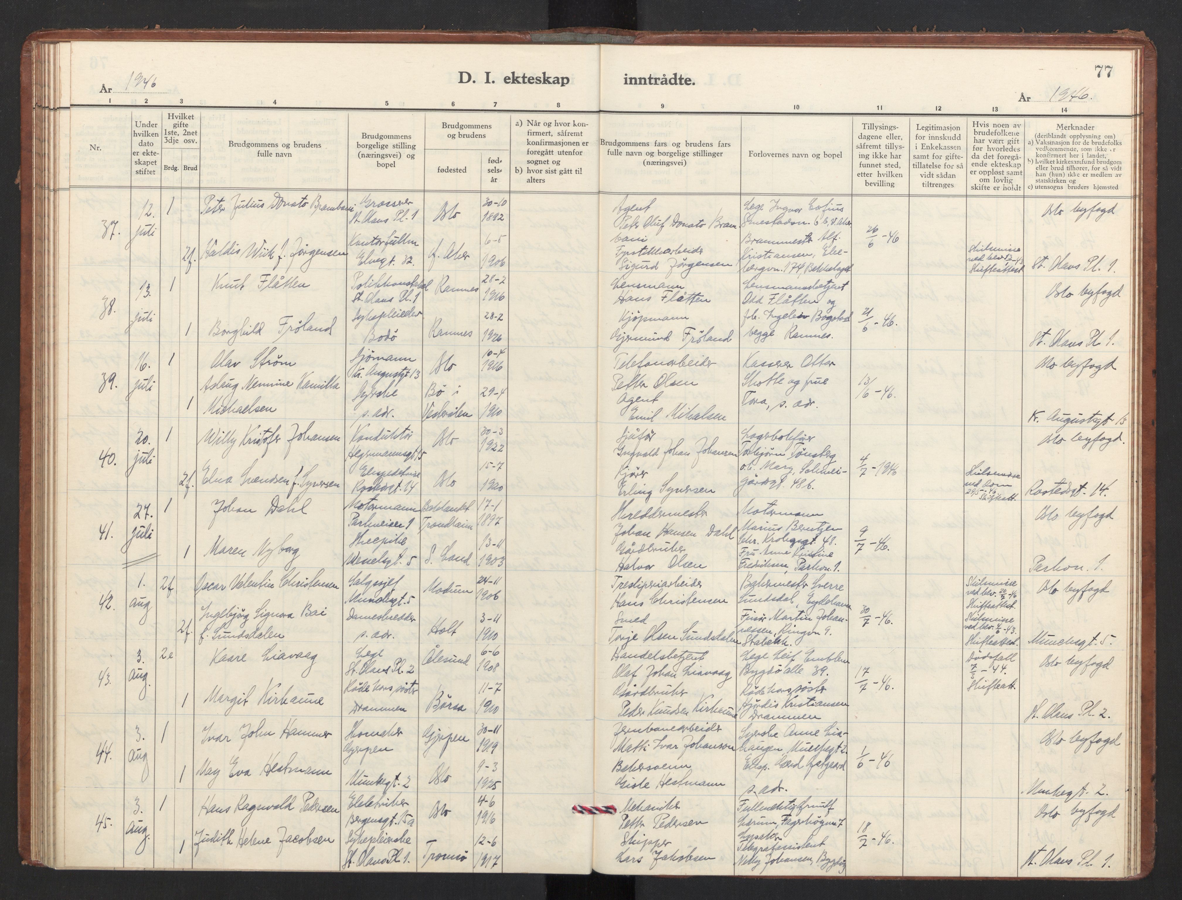 Trefoldighet prestekontor Kirkebøker, AV/SAO-A-10882/F/Fg/L0003: Ministerialbok nr. VII 3, 1940-1948, s. 77