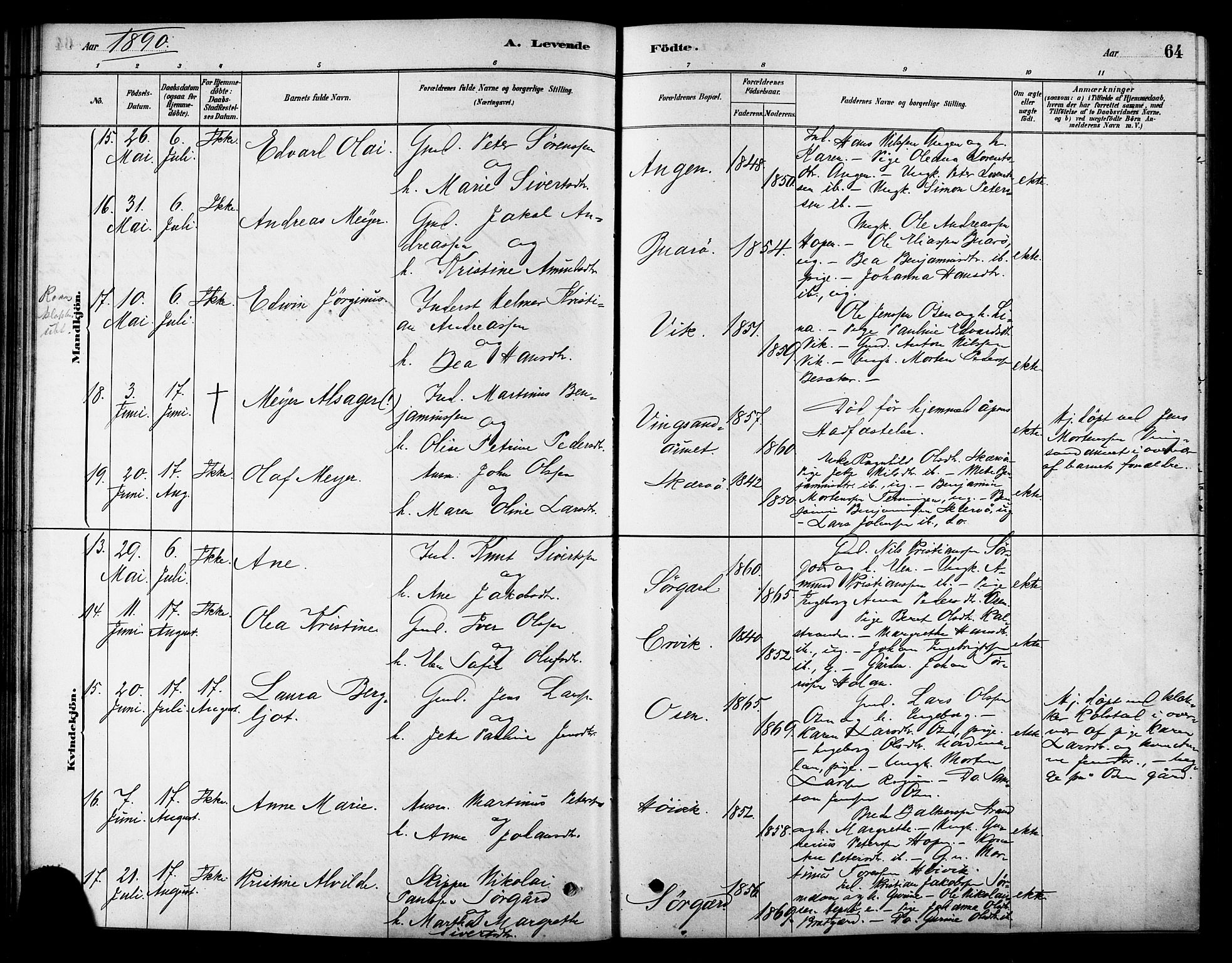Ministerialprotokoller, klokkerbøker og fødselsregistre - Sør-Trøndelag, AV/SAT-A-1456/658/L0722: Ministerialbok nr. 658A01, 1879-1896, s. 64
