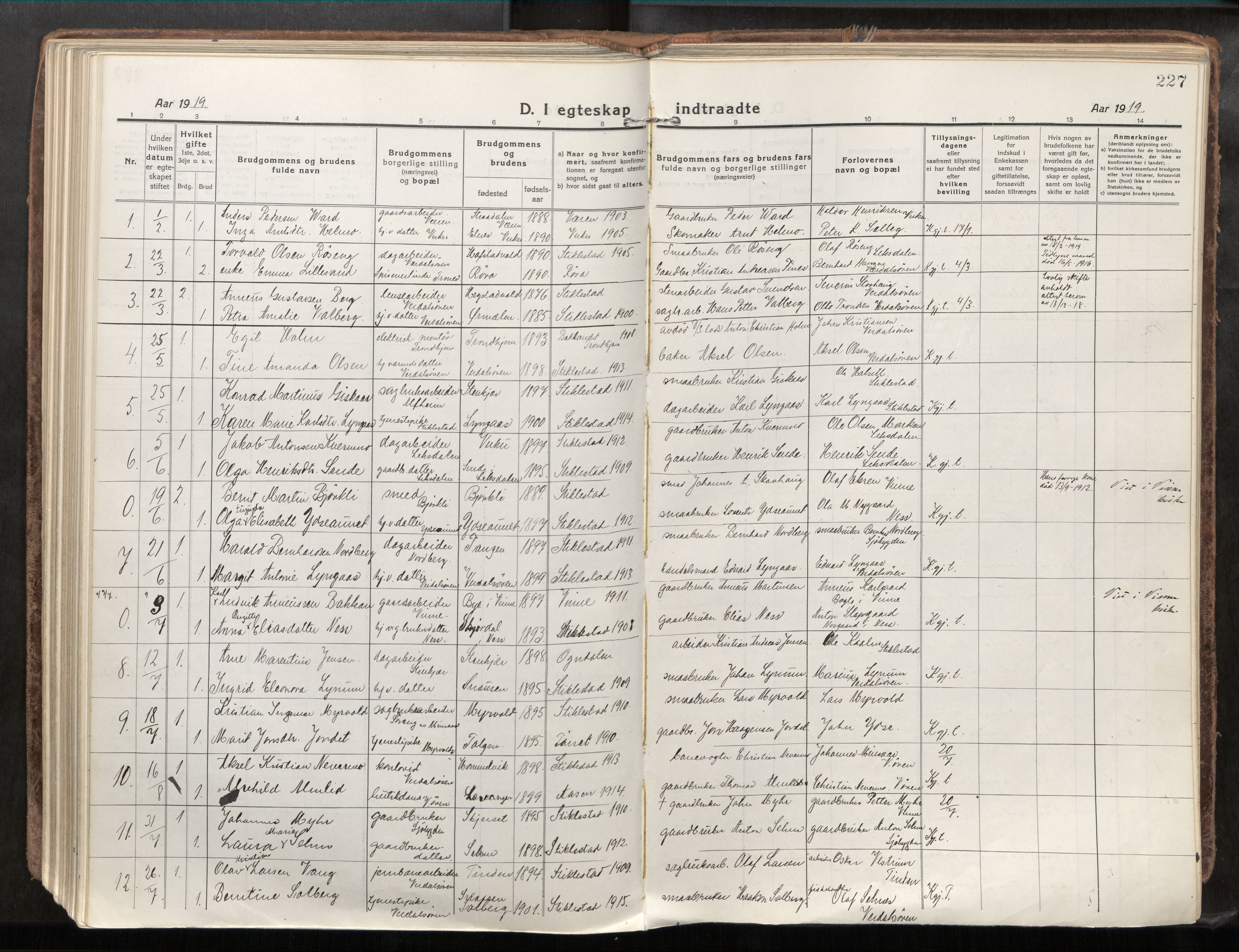 Verdal sokneprestkontor, SAT/A-1156/2/H/Haa/L0001: Ministerialbok nr. 1, 1917-1932, s. 227