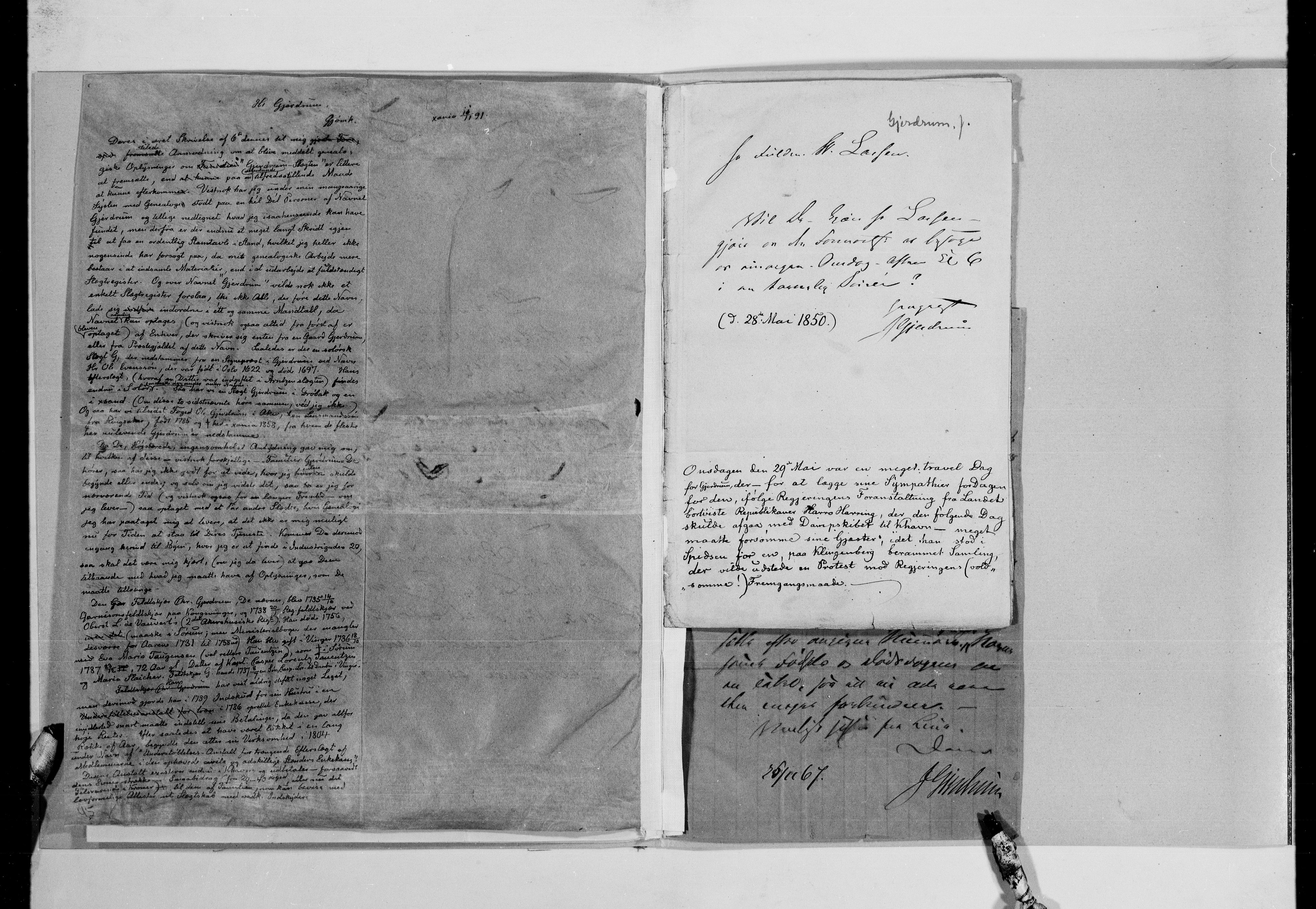Lassens samlinger, AV/RA-PA-0051/G/L0097: Alfabetisk ordnede brev til Wilhelm Lassen: Fabritius - Grønvold, 1815-1907, s. 142