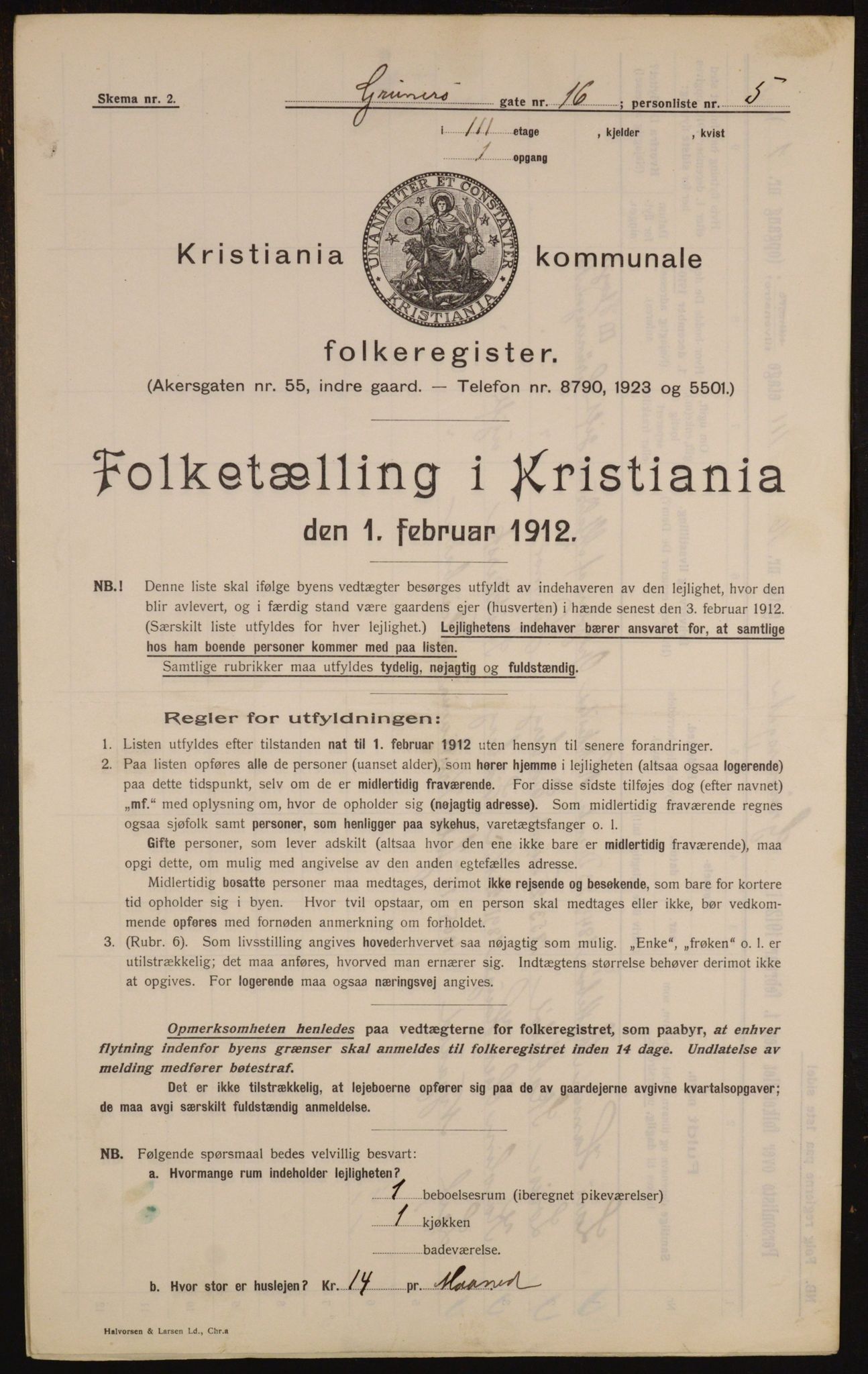 OBA, Kommunal folketelling 1.2.1912 for Kristiania, 1912, s. 30965