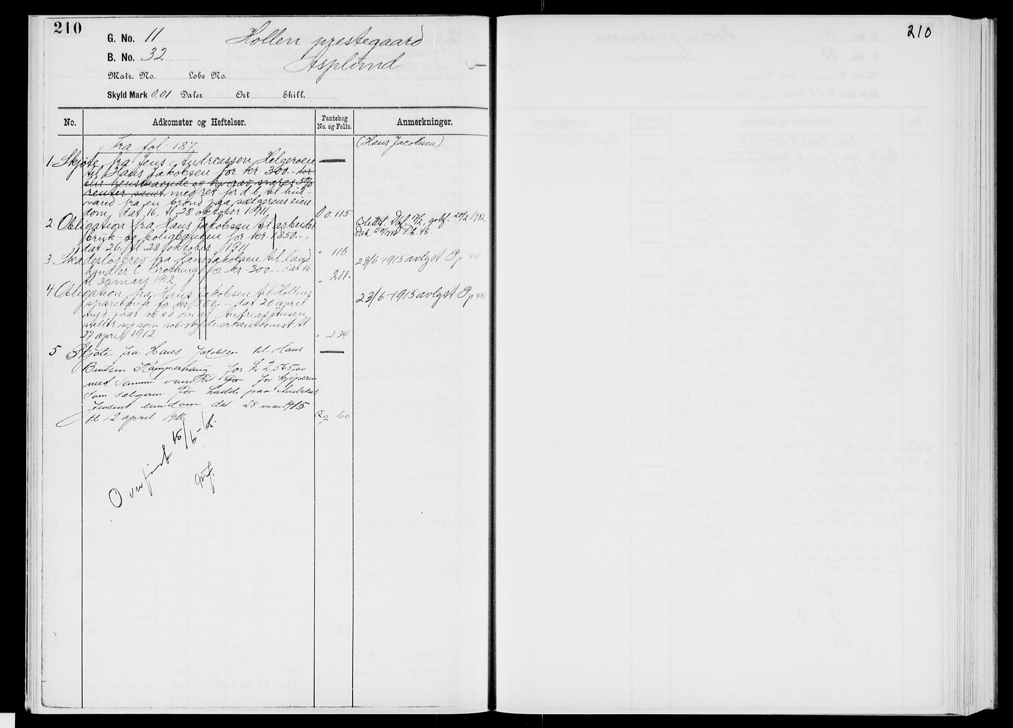 Nedre Telemark sorenskriveri, SAKO/A-135/G/Gb/Gbg/L0001: Panteregister nr. VII 1, s. 210