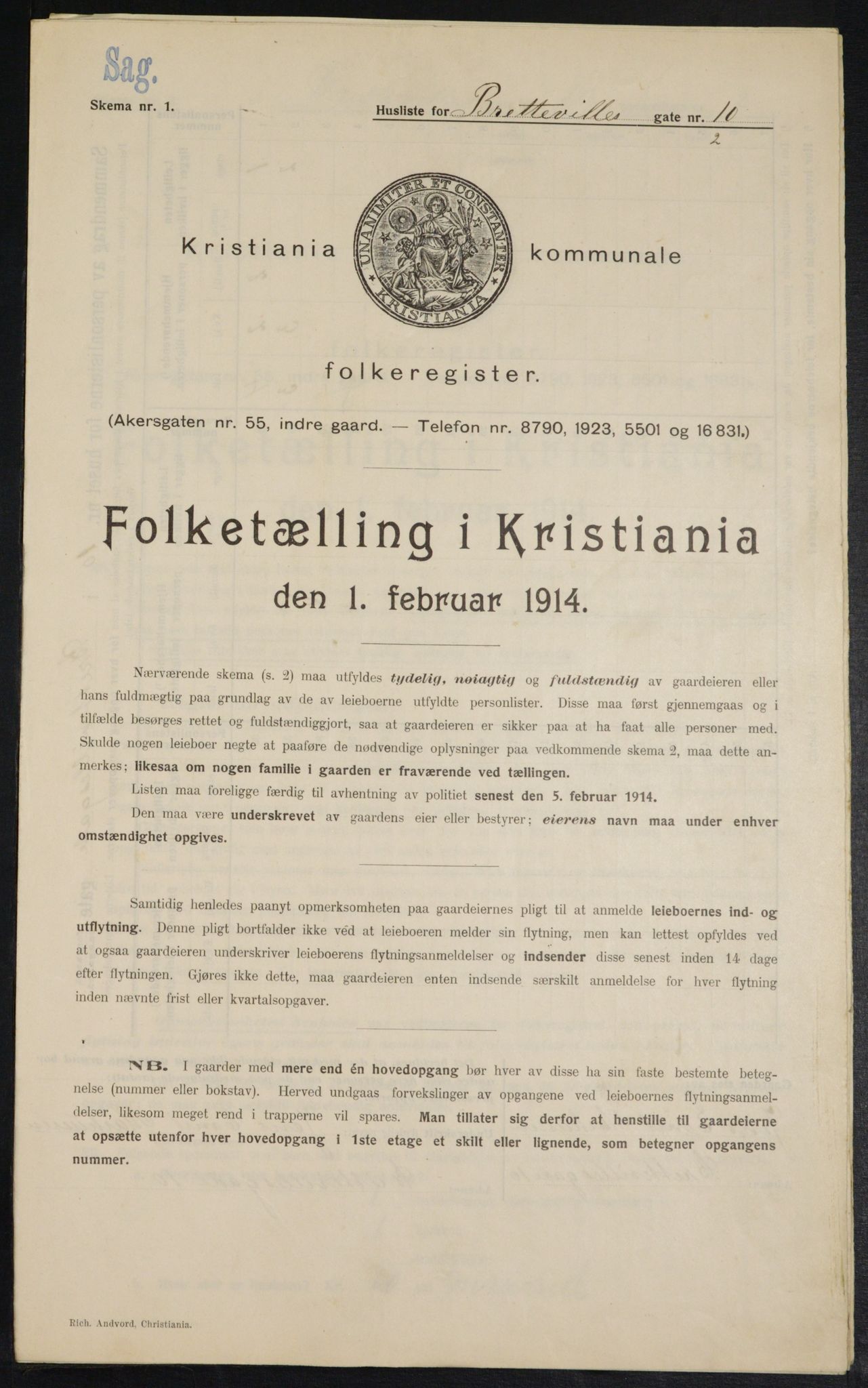 OBA, Kommunal folketelling 1.2.1914 for Kristiania, 1914, s. 8784