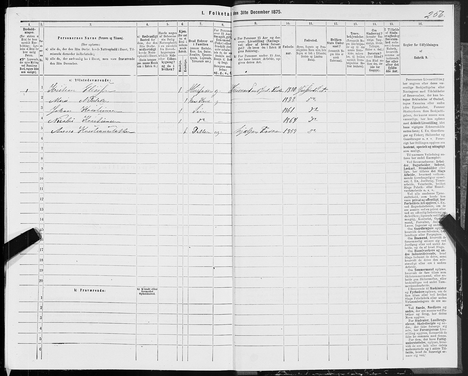 SAT, Folketelling 1875 for 1630P Aafjorden prestegjeld, 1875, s. 3256