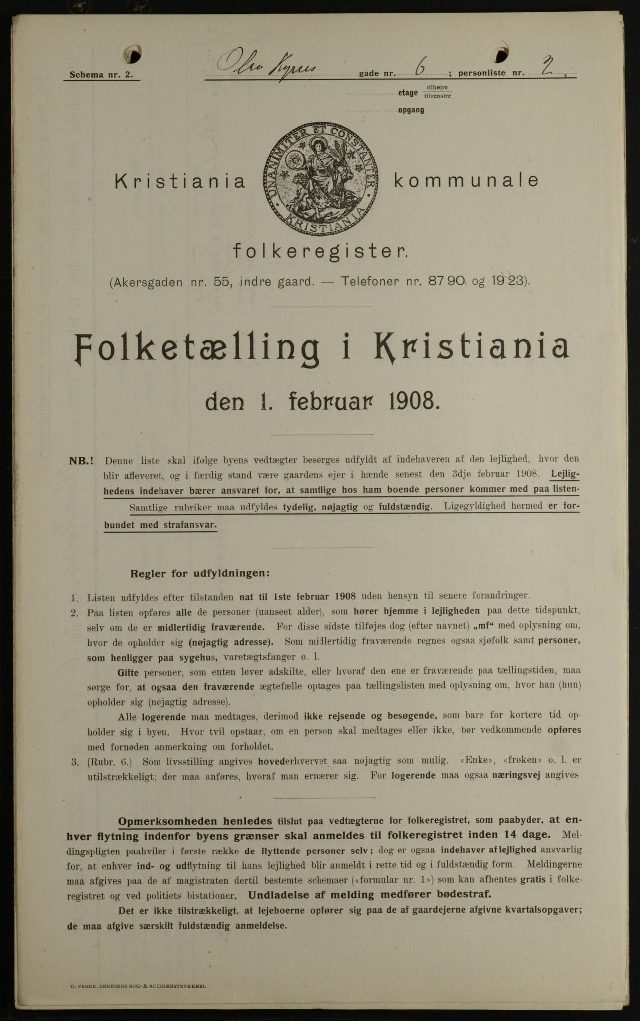 OBA, Kommunal folketelling 1.2.1908 for Kristiania kjøpstad, 1908, s. 67596