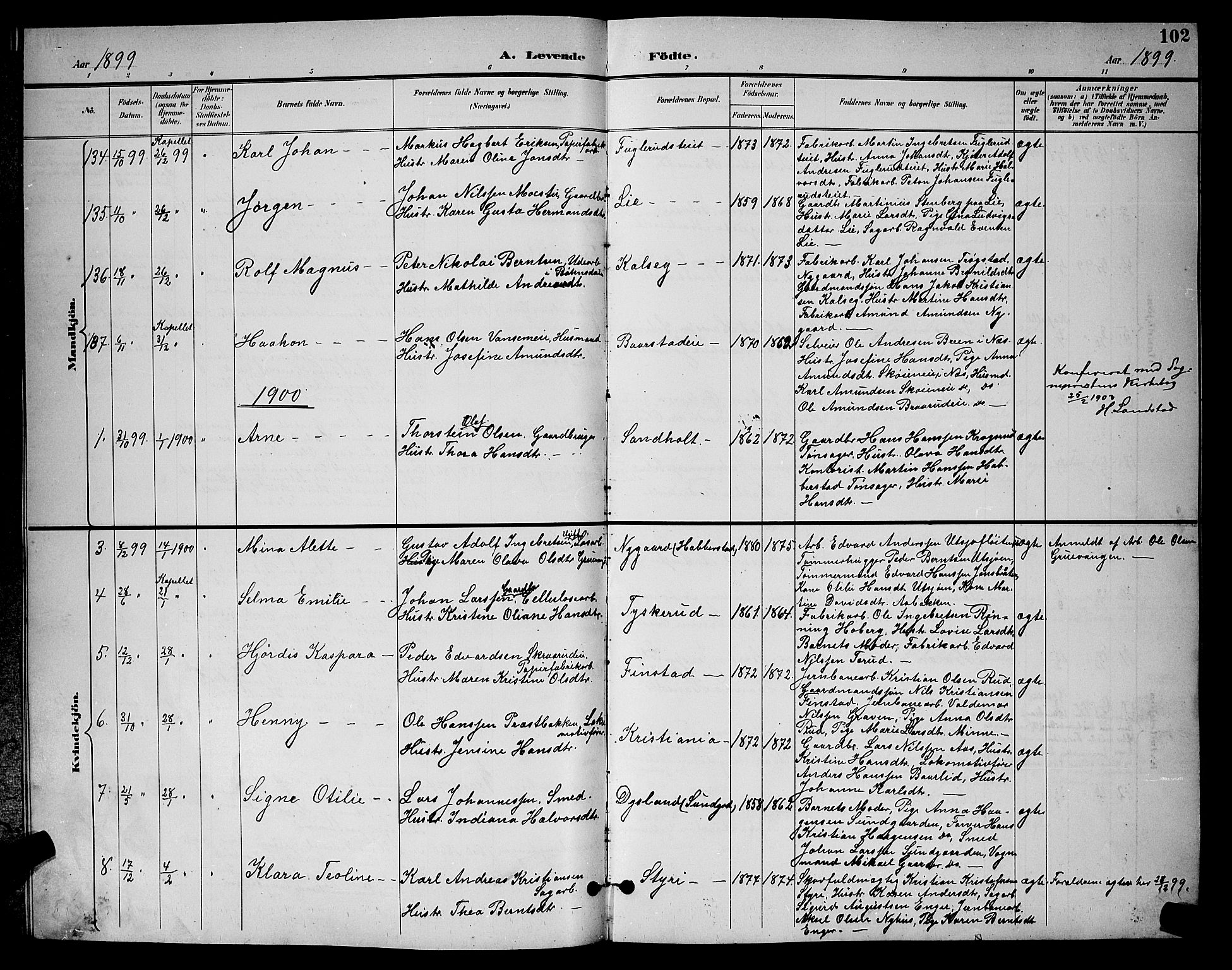 Eidsvoll prestekontor Kirkebøker, AV/SAO-A-10888/G/Ga/L0006: Klokkerbok nr. I 6, 1895-1901, s. 102