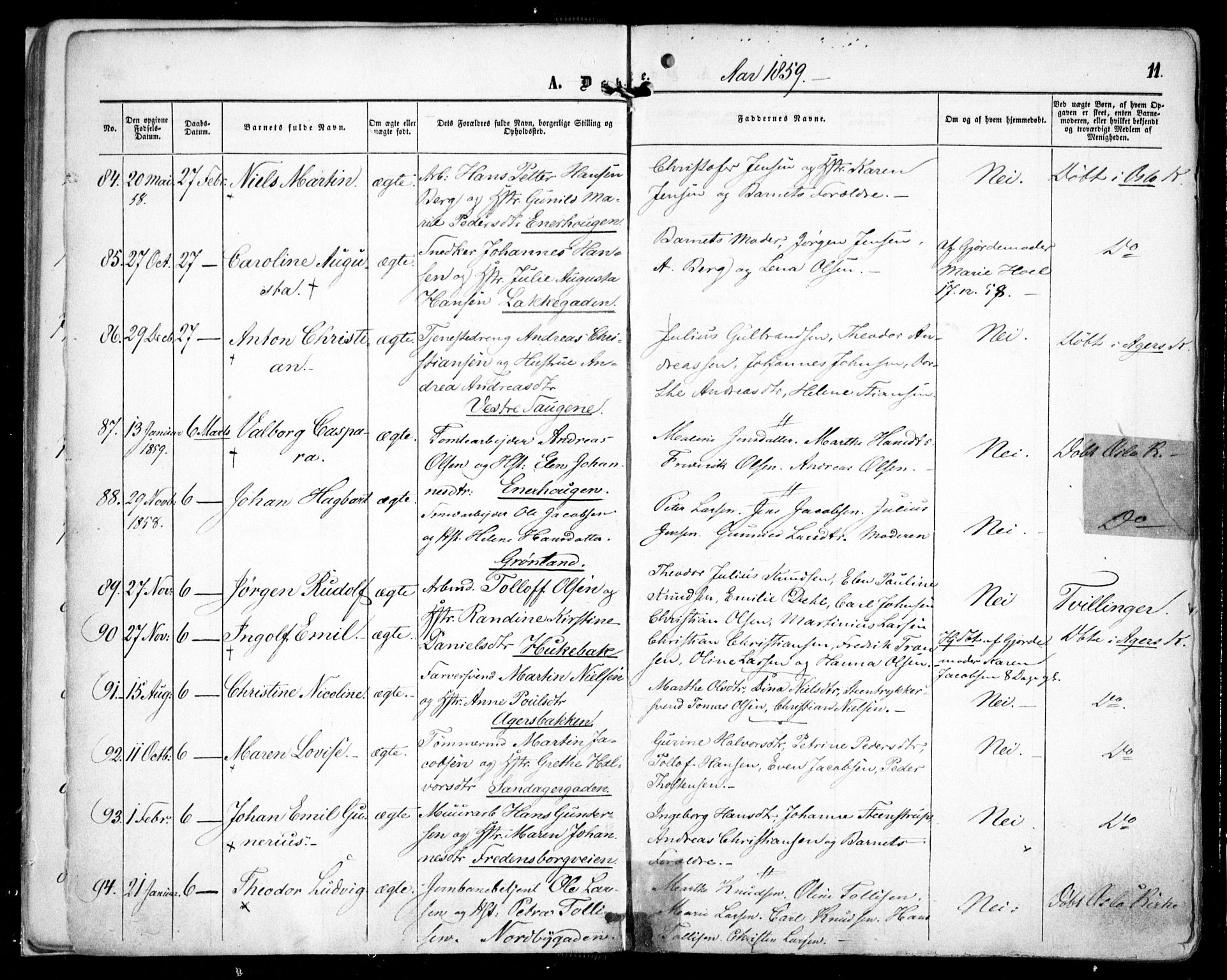 Grønland prestekontor Kirkebøker, AV/SAO-A-10848/F/Fa/L0001: Ministerialbok nr. 1, 1859-1861, s. 11