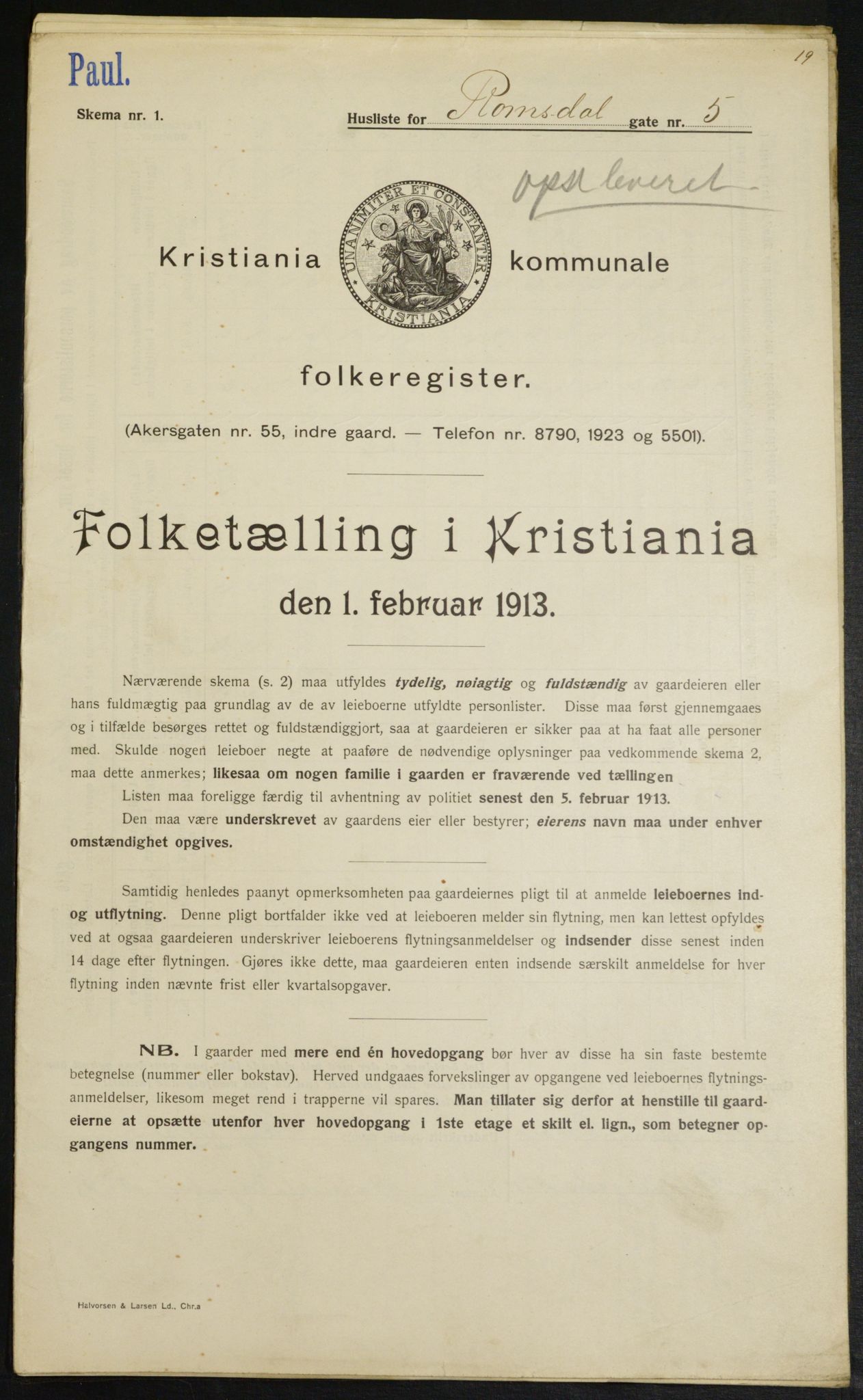 OBA, Kommunal folketelling 1.2.1913 for Kristiania, 1913, s. 83242