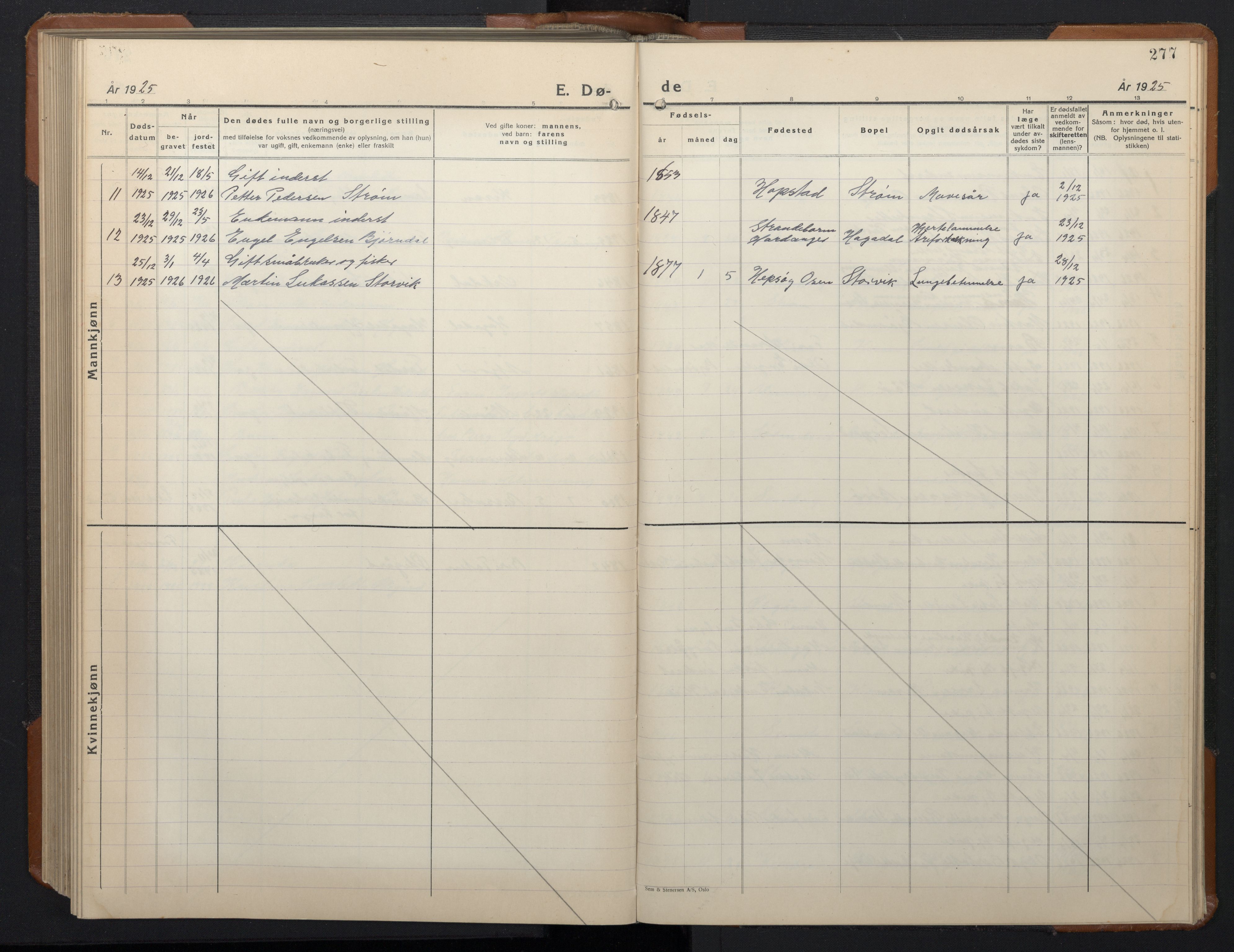 Ministerialprotokoller, klokkerbøker og fødselsregistre - Sør-Trøndelag, SAT/A-1456/657/L0718: Klokkerbok nr. 657C05, 1923-1948, s. 277