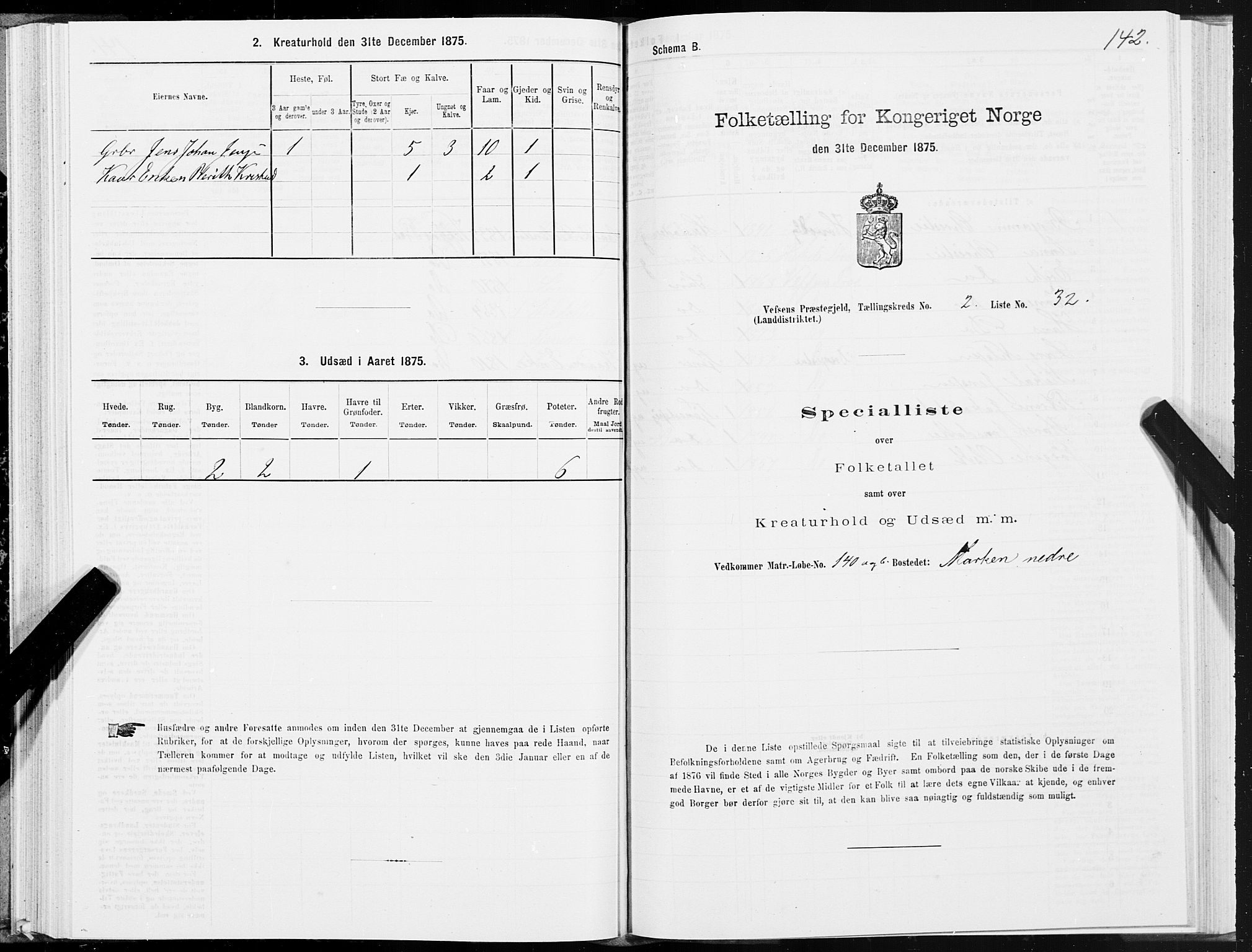 SAT, Folketelling 1875 for 1824L Vefsn prestegjeld, Vefsn sokn, 1875, s. 1142