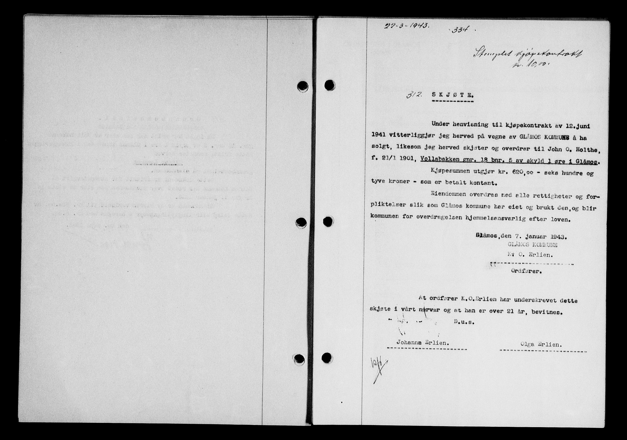 Gauldal sorenskriveri, SAT/A-0014/1/2/2C/L0056: Pantebok nr. 61, 1942-1943, Dagboknr: 312/1943