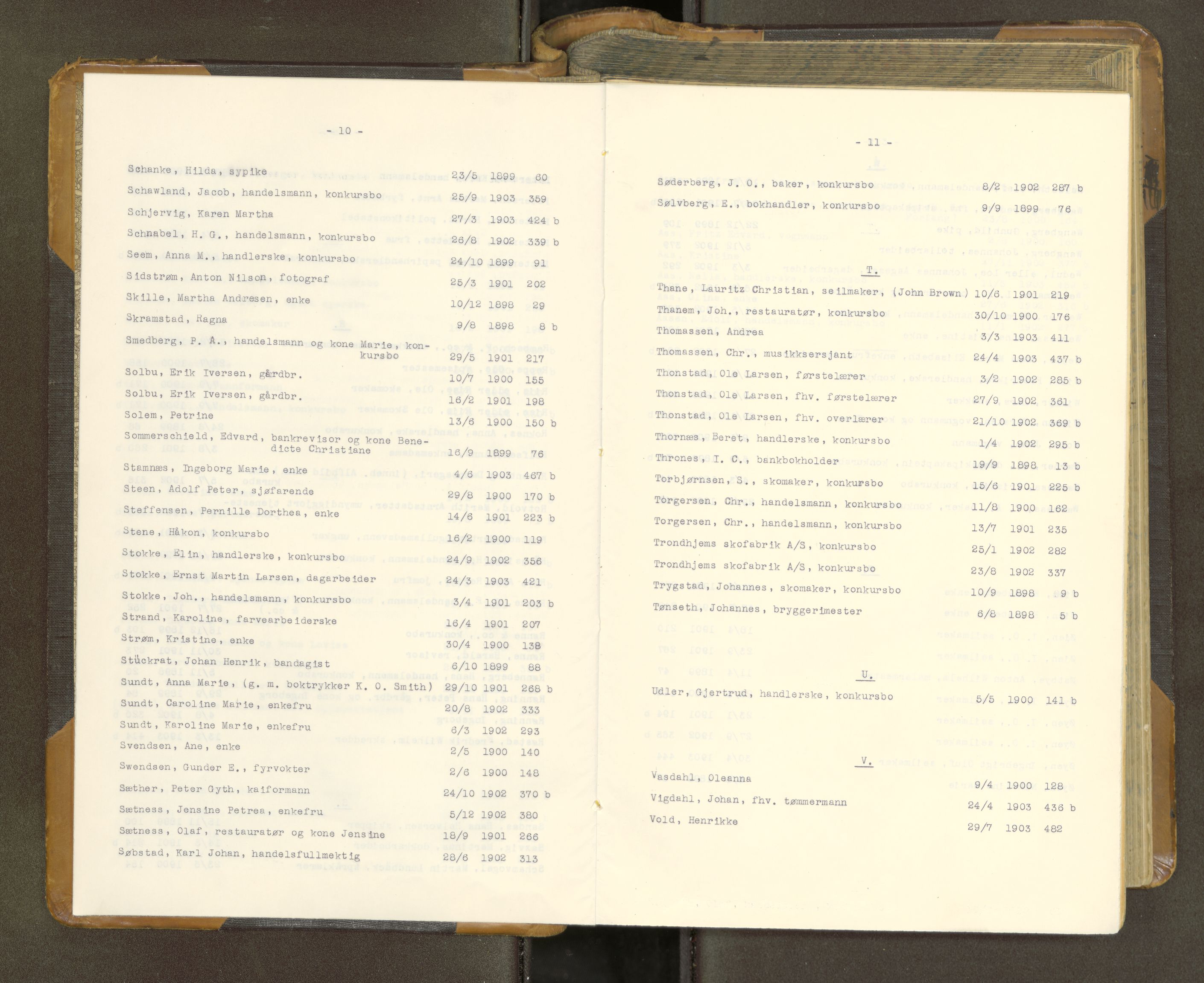 Trondheim byfogd, AV/SAT-A-0003/1/3/3A/L0037: Skifteutlodningsprotokoll - 9/7-29/7. (m/ register) U, 1898-1903