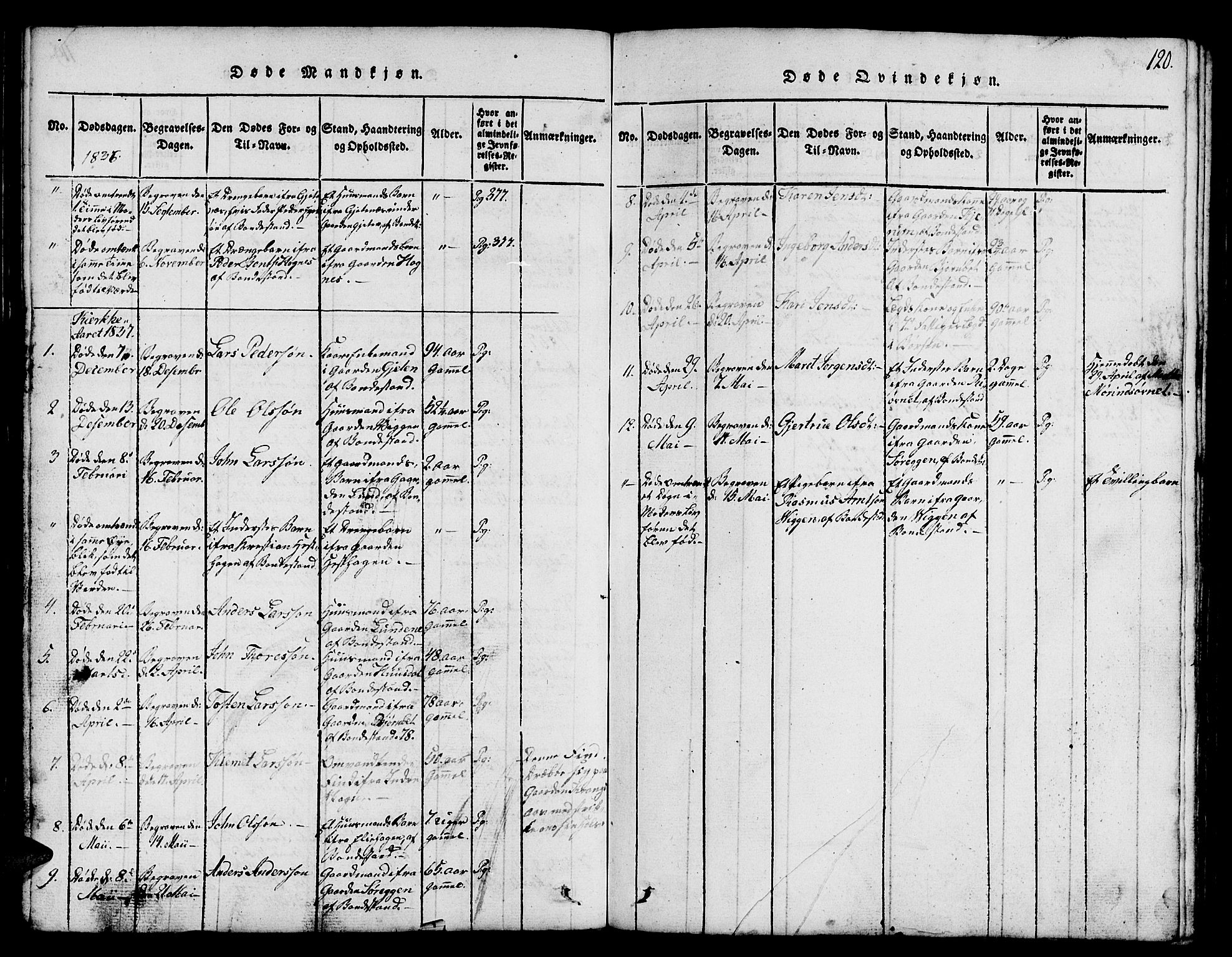 Ministerialprotokoller, klokkerbøker og fødselsregistre - Sør-Trøndelag, AV/SAT-A-1456/665/L0776: Klokkerbok nr. 665C01, 1817-1837, s. 120