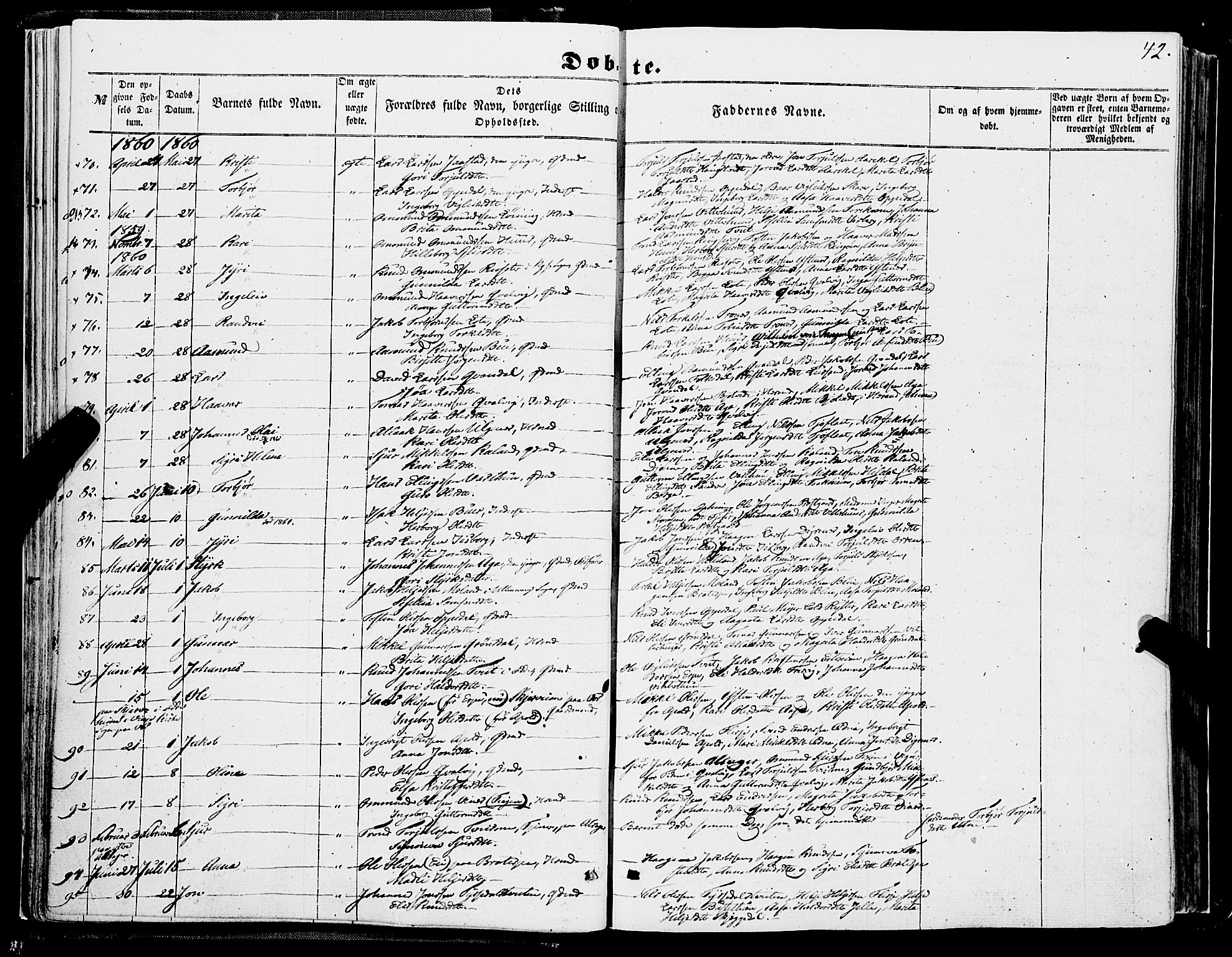 Ullensvang sokneprestembete, AV/SAB-A-78701/H/Haa: Ministerialbok nr. A 11, 1854-1866, s. 42
