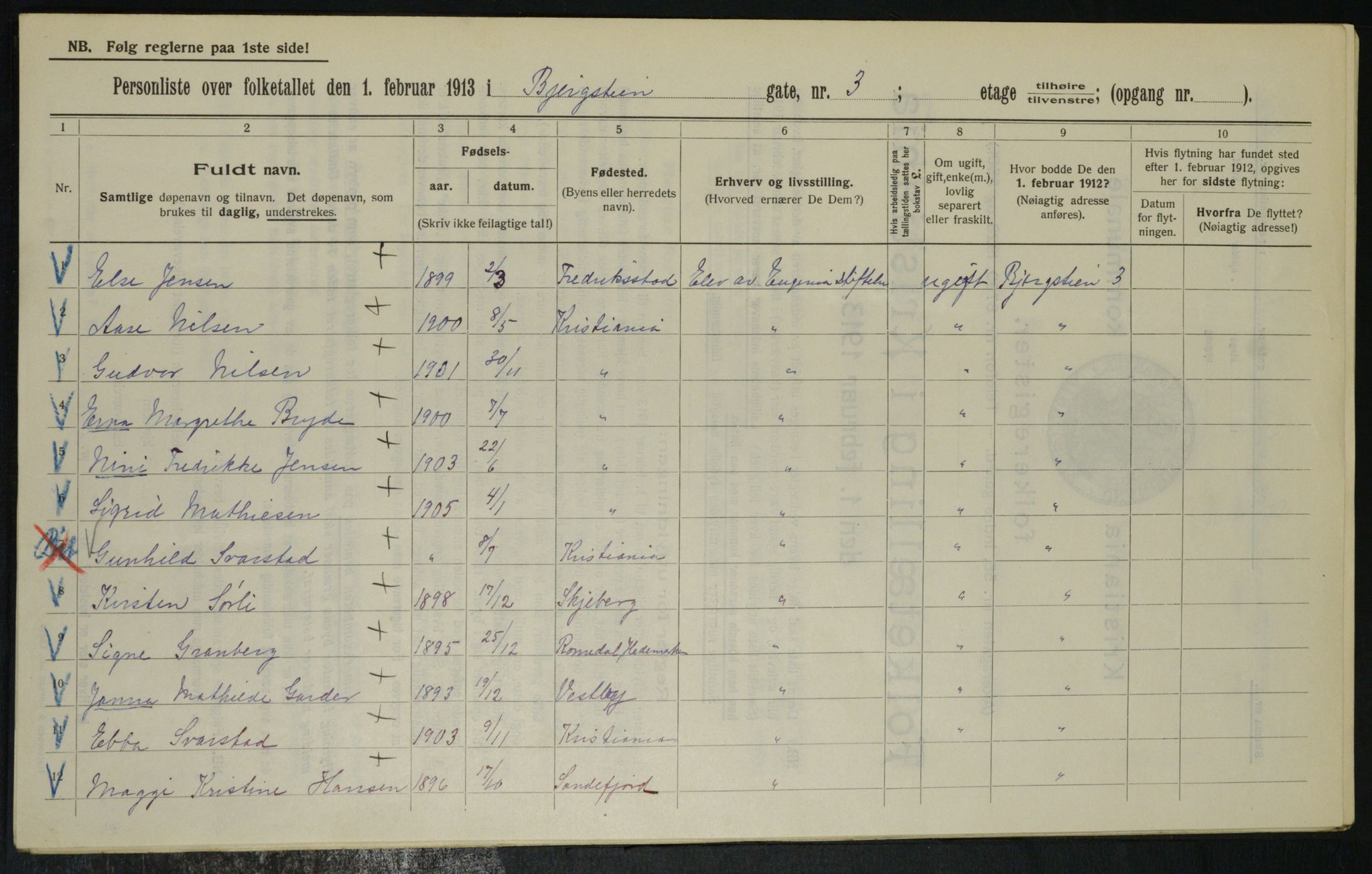 OBA, Kommunal folketelling 1.2.1913 for Kristiania, 1913, s. 4179