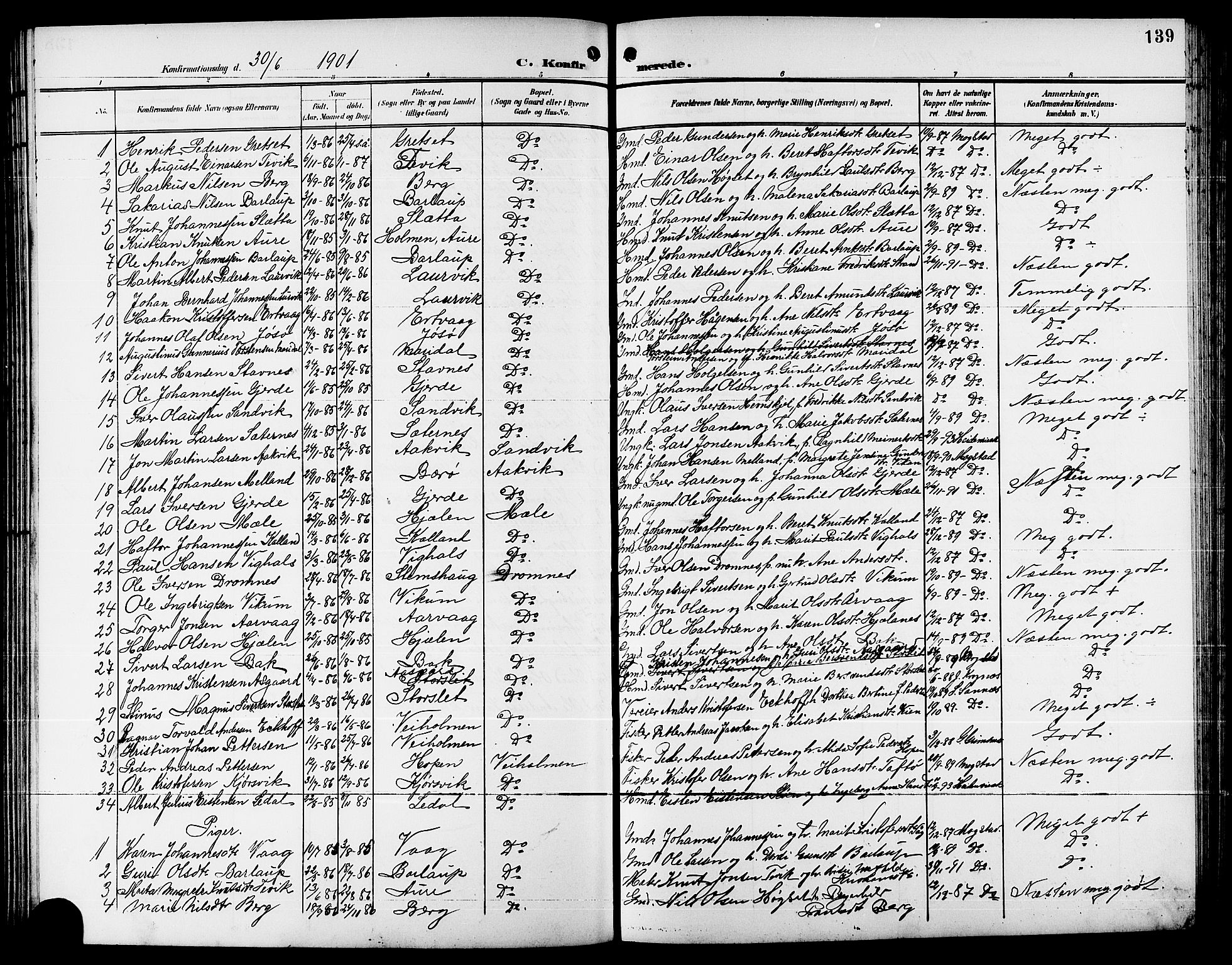 Ministerialprotokoller, klokkerbøker og fødselsregistre - Møre og Romsdal, SAT/A-1454/578/L0910: Klokkerbok nr. 578C03, 1900-1921, s. 139