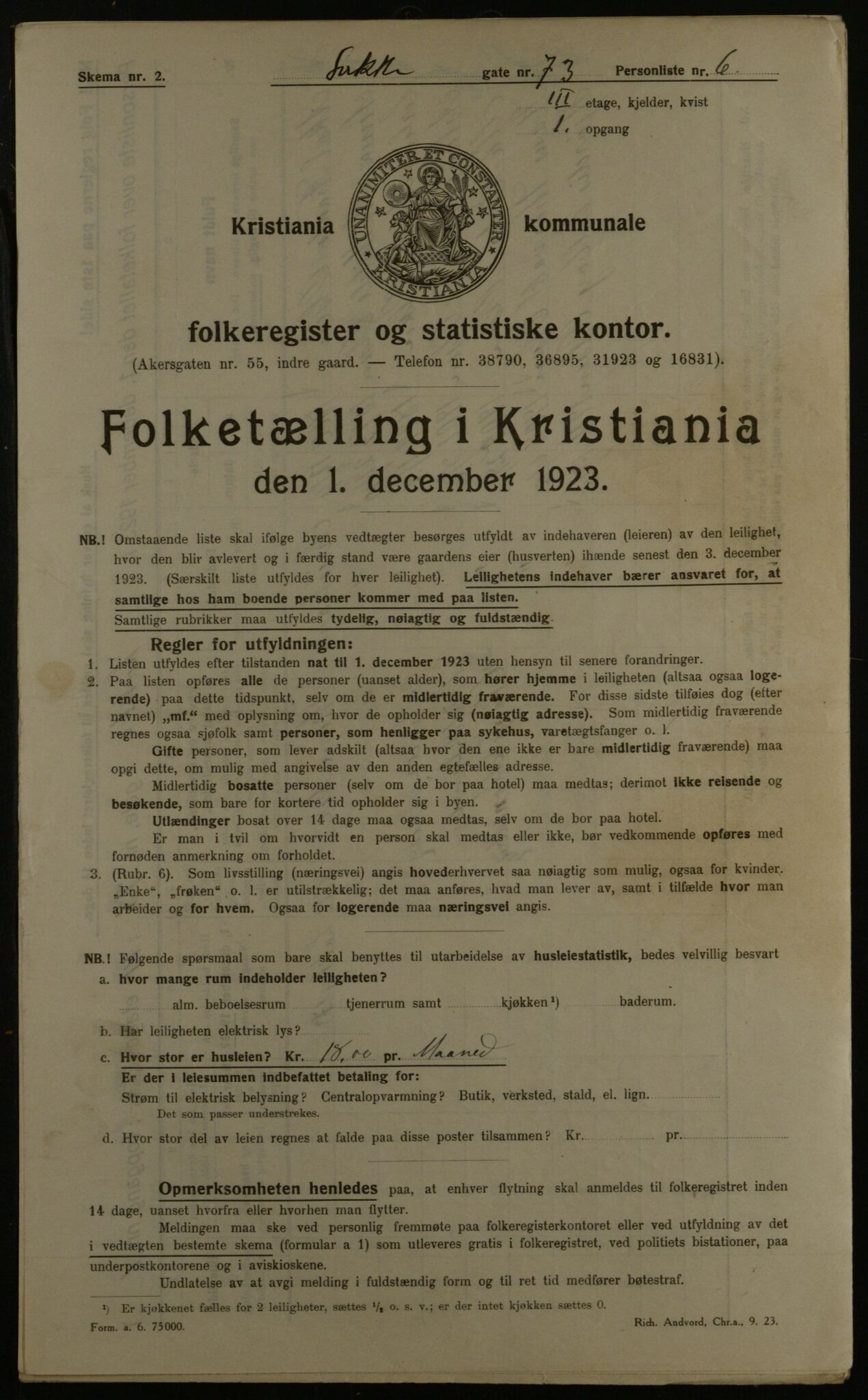 OBA, Kommunal folketelling 1.12.1923 for Kristiania, 1923, s. 62394