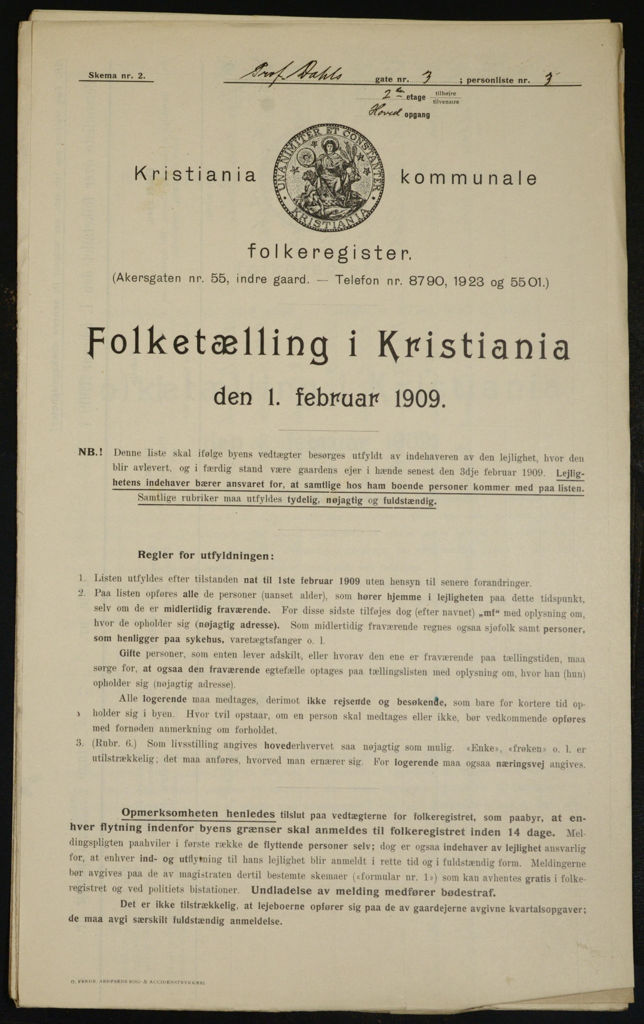 OBA, Kommunal folketelling 1.2.1909 for Kristiania kjøpstad, 1909, s. 73720