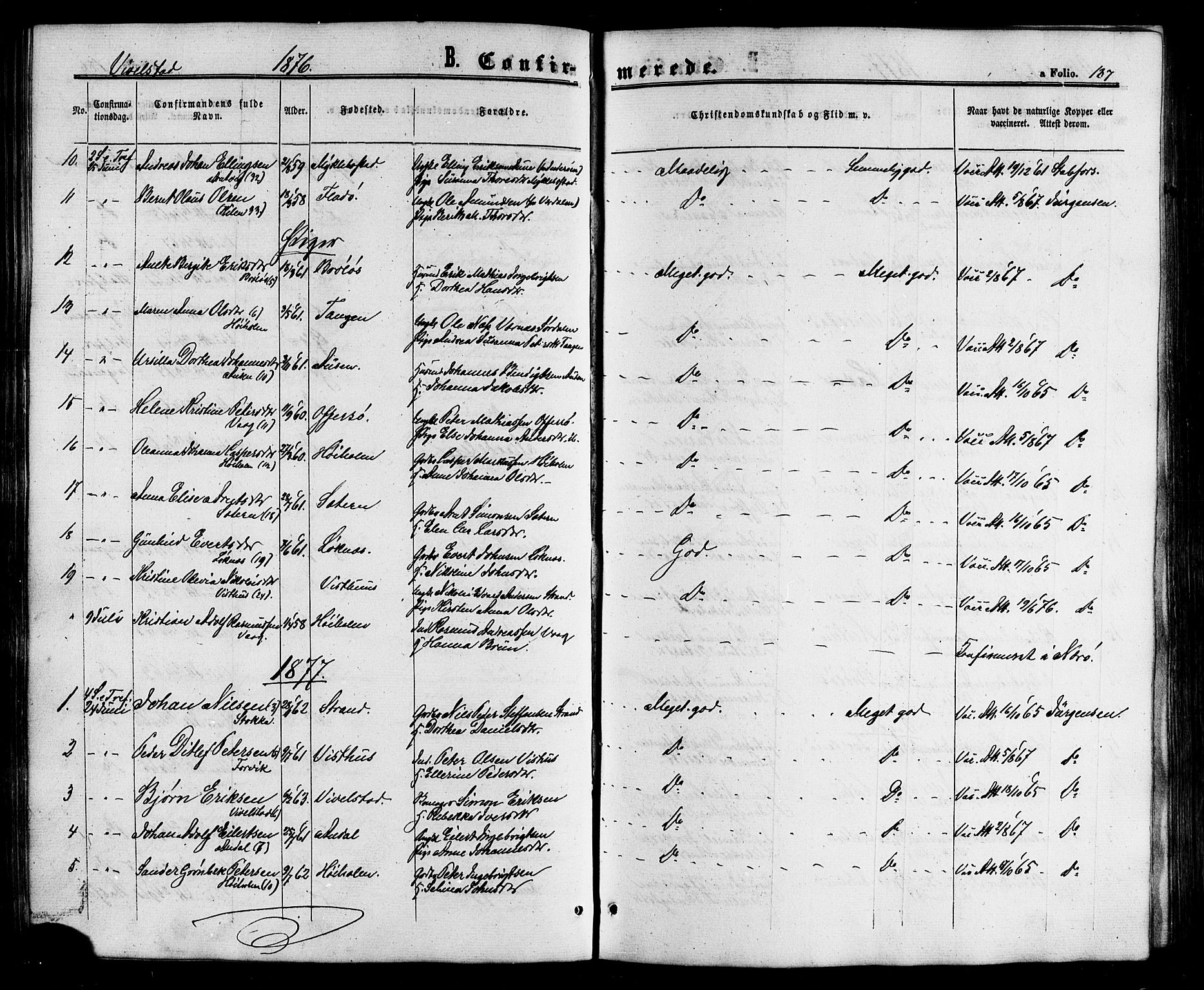Ministerialprotokoller, klokkerbøker og fødselsregistre - Nordland, SAT/A-1459/817/L0262: Ministerialbok nr. 817A03 /2, 1867-1877, s. 187
