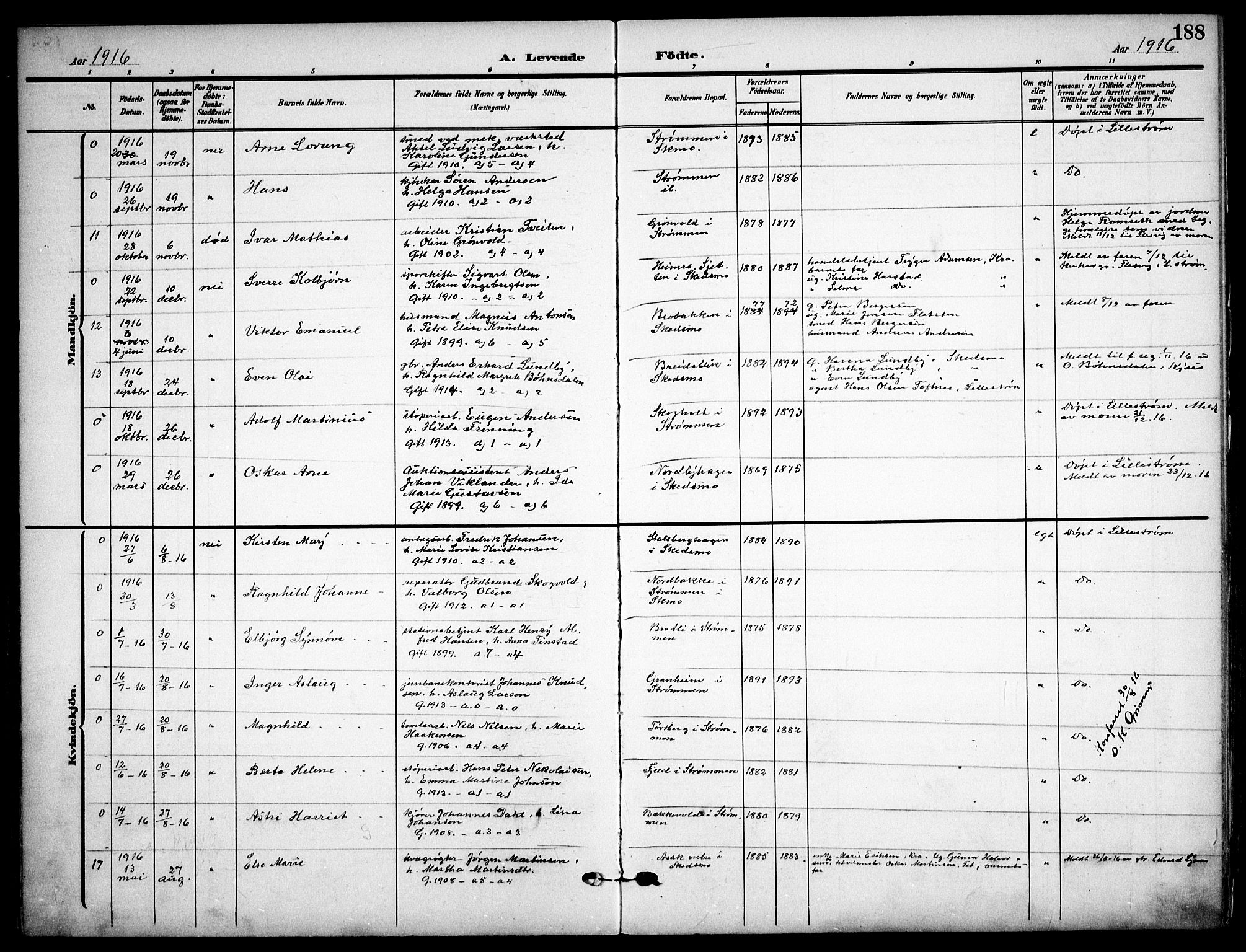 Skedsmo prestekontor Kirkebøker, AV/SAO-A-10033a/F/Fa/L0015: Ministerialbok nr. I 15, 1902-1917, s. 188