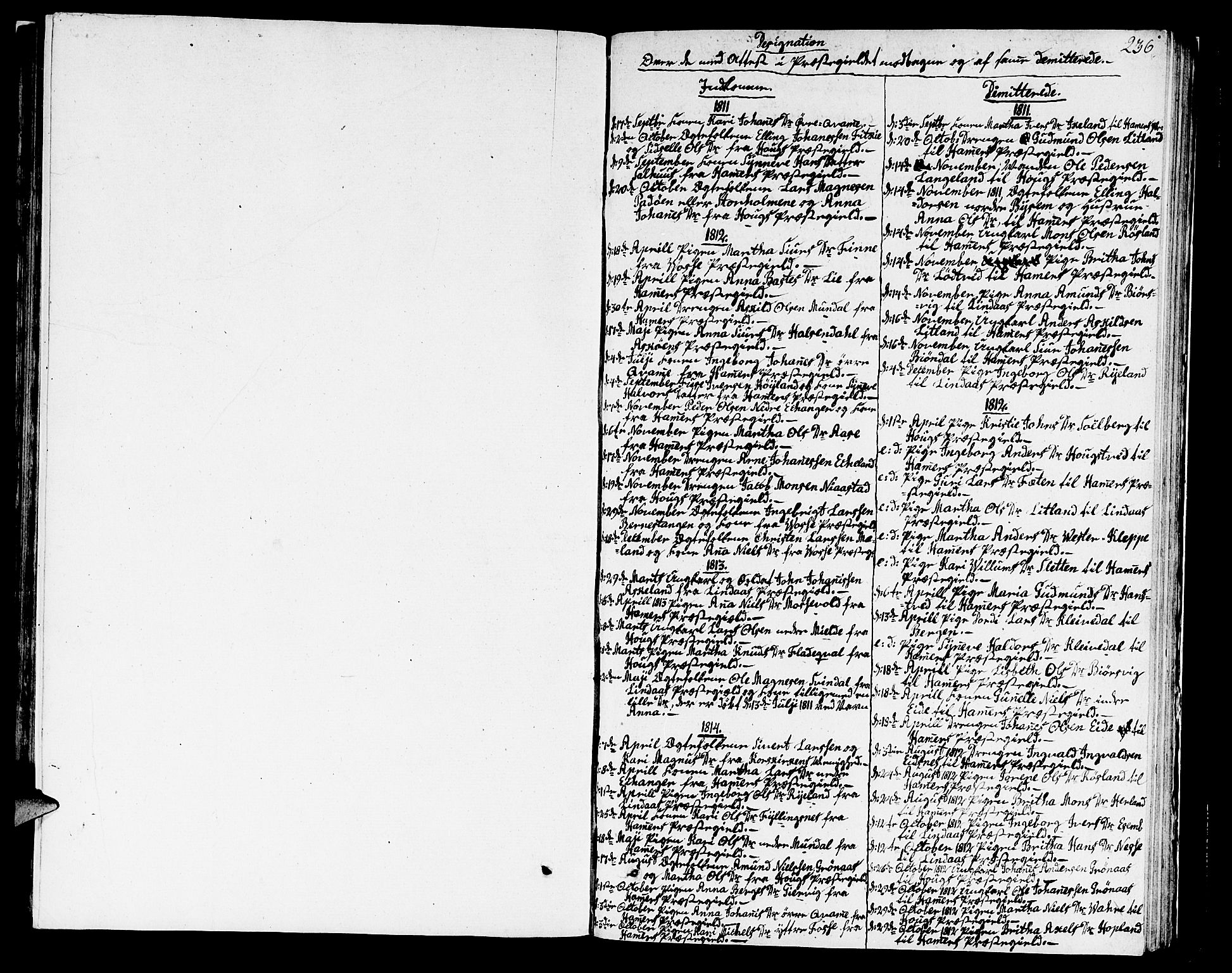 Hosanger sokneprestembete, SAB/A-75801/H/Haa: Ministerialbok nr. A 4, 1811-1821, s. 236